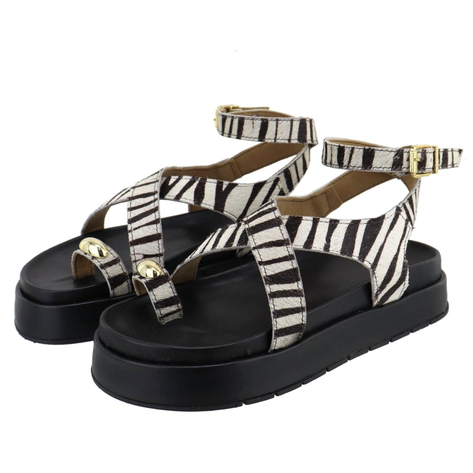 Sandália Papete Feminina em X Plataforma Sola Alta Animal Print