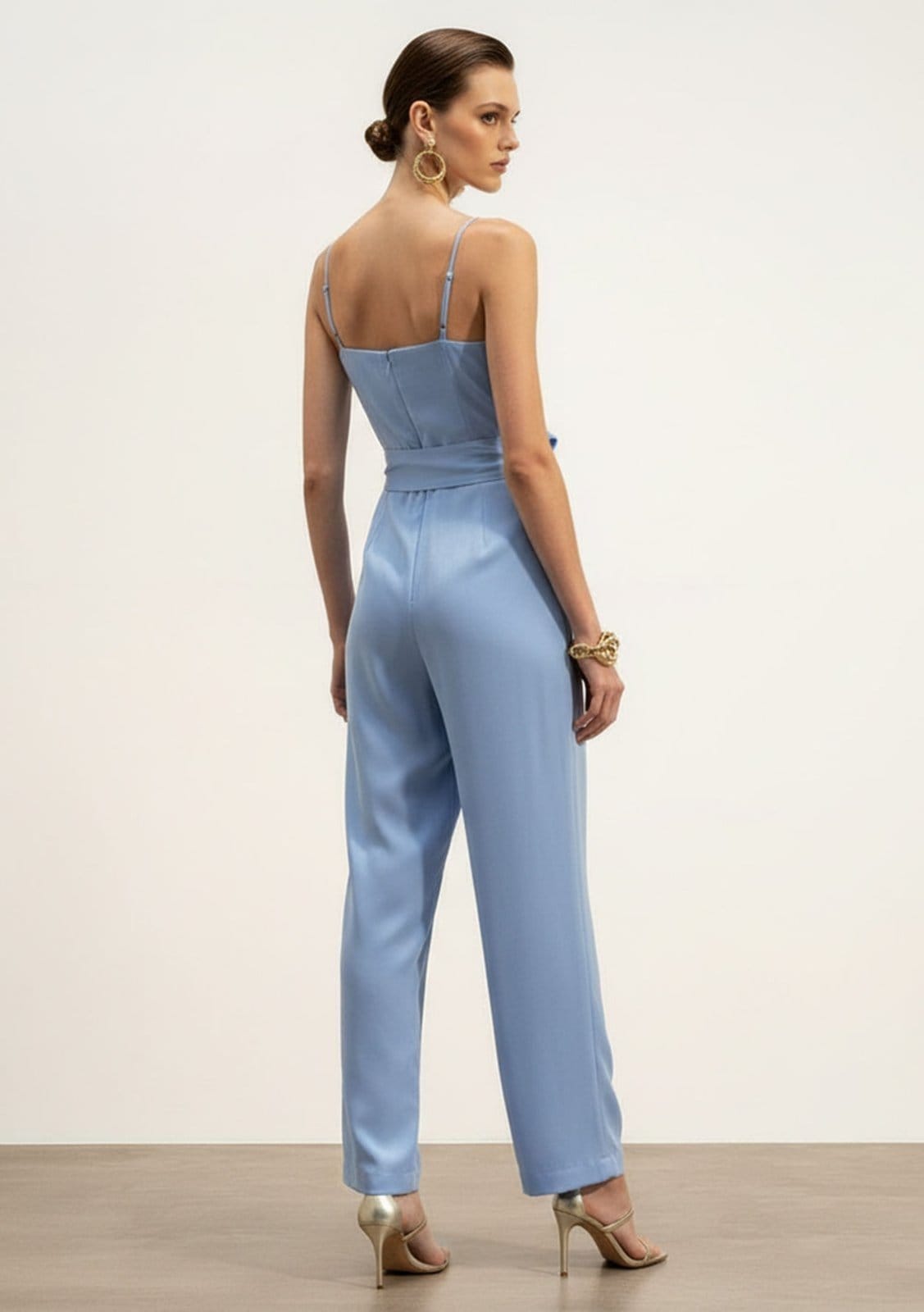 Vista 2 Macacão Iódice Ajustado Decote Reto Sem Manga Longo IÓDICE azul