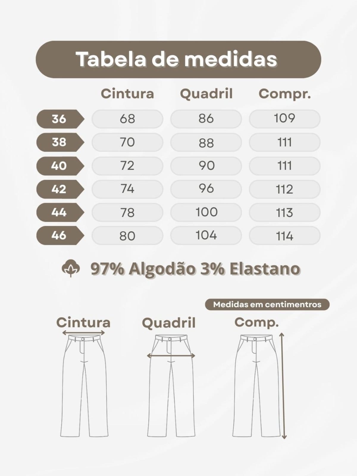 Vista 2 Calça Sarja Areia Reta Cintura Alta Feminina Crawling bege