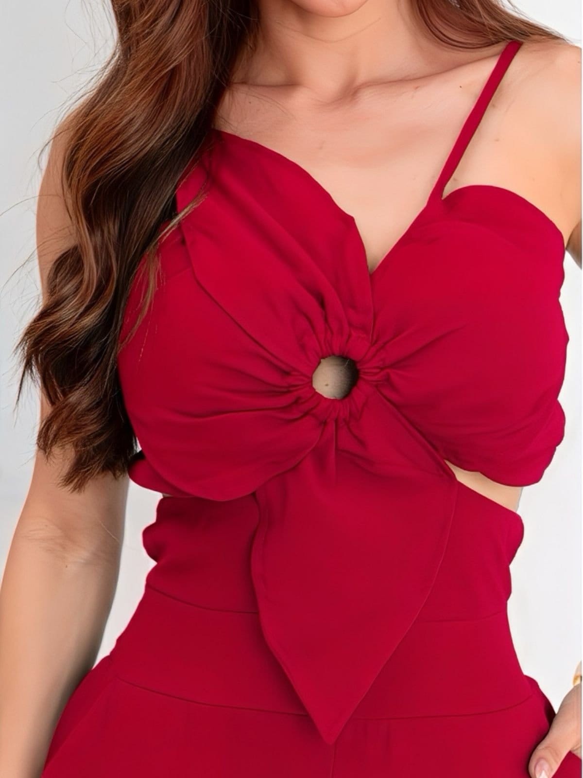 Vista 2 Macacão Feminino Divina Gata Longo Com Bojo Escuro DIVINA GATA vermelho