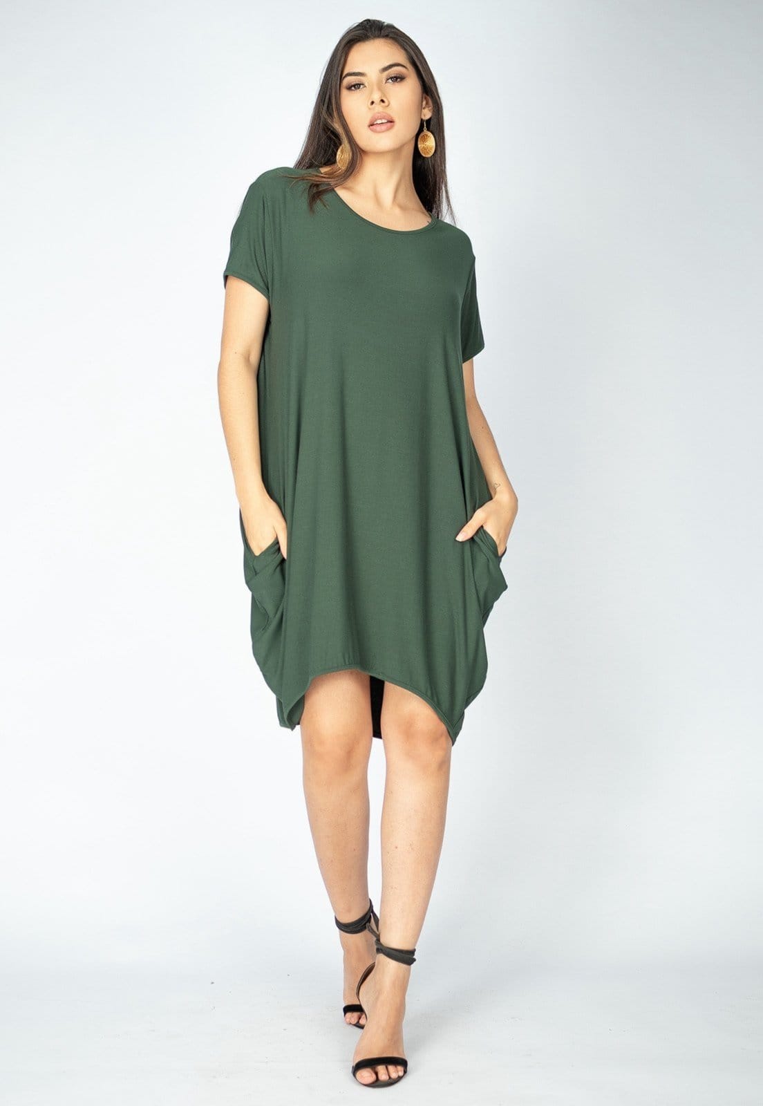 Vista 2 Vestido Curto Amazonia Vital Malha Amplo Always Musgo Amazonia Vital verde