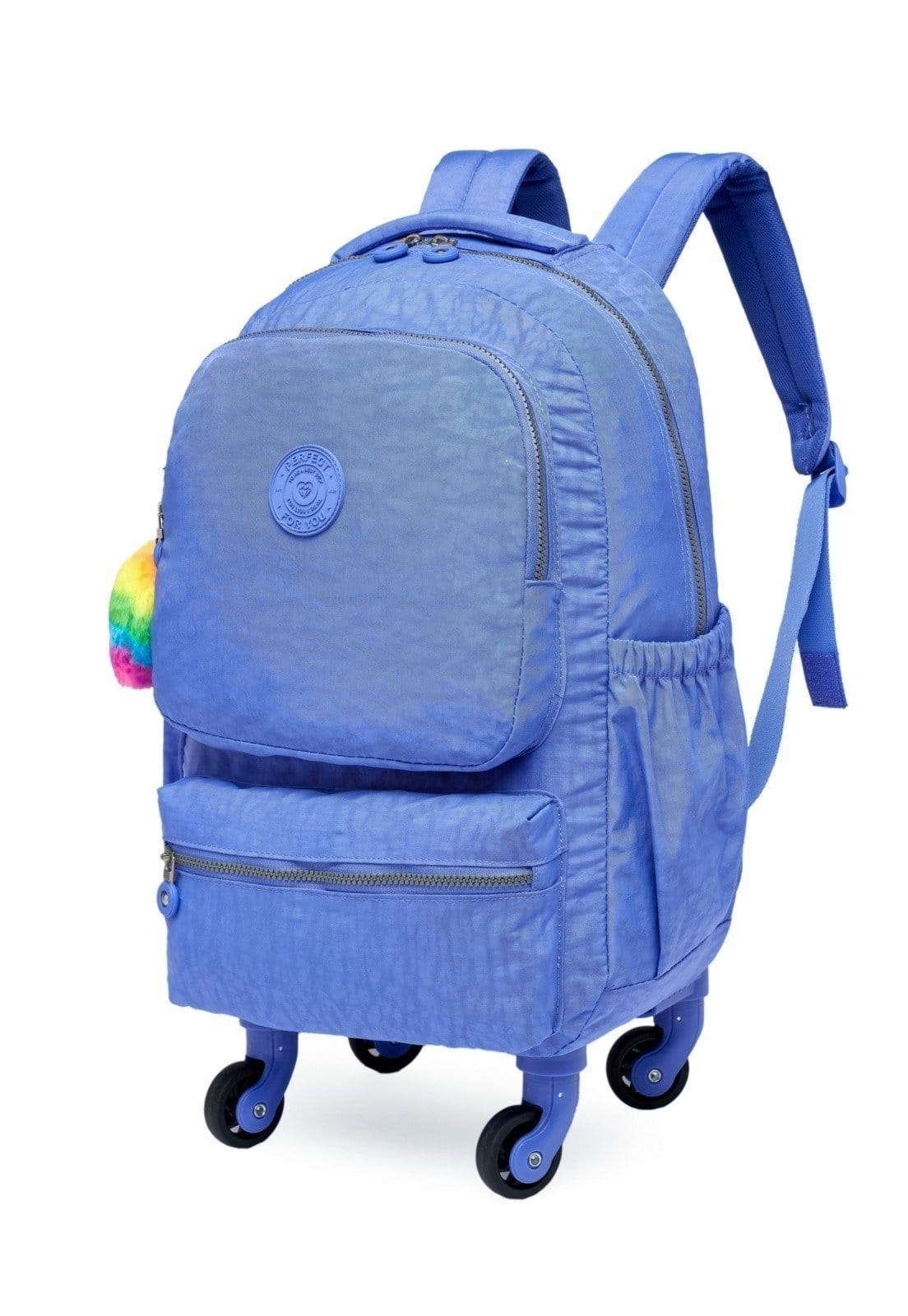 Vista 2 Kit Mochila Rodinhas Lancheira Estojo Escolar Perfect For You roxo