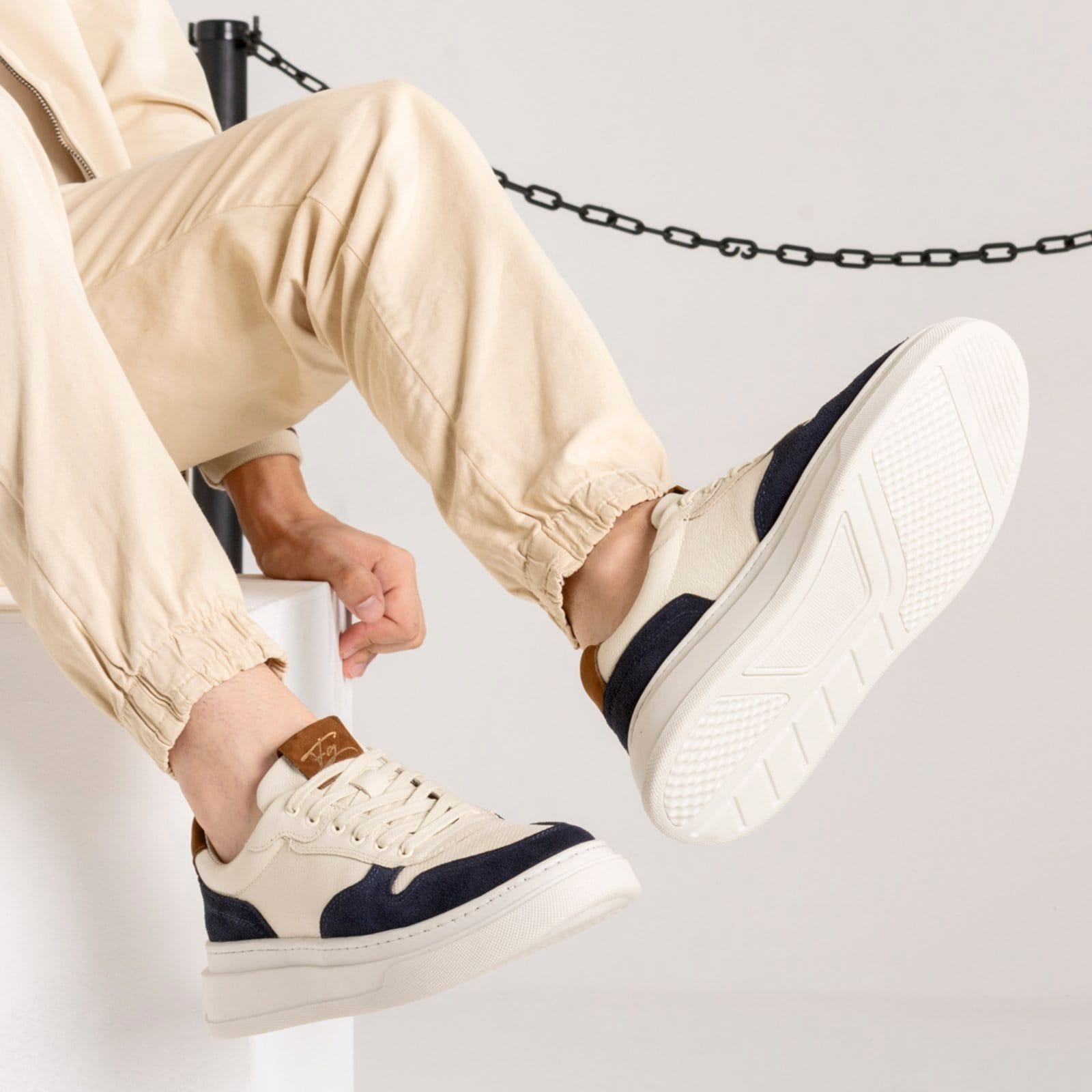 Vista 2 Tênis Masculino Franca Griffe Riad Premium Couro Genuíno Prime Edition FRANCA GRIFFE azul/branco azul