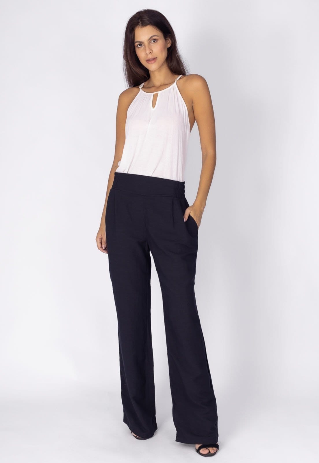 Vista 2 Calça Pantalona Amazonia Vital Viscose Reta Embuá Preta Amazonia Vital preto