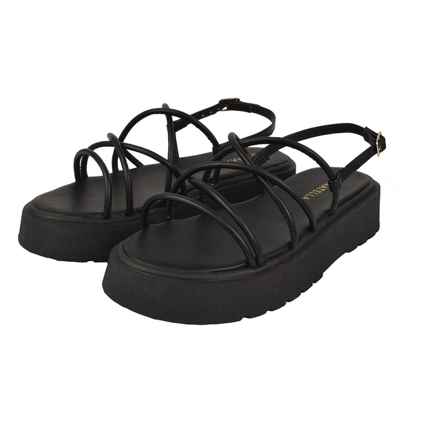 Sandália Feminina Plataforma CM Calçados Tira Colorida Verão Macia Leve Amarrar Gladiadora