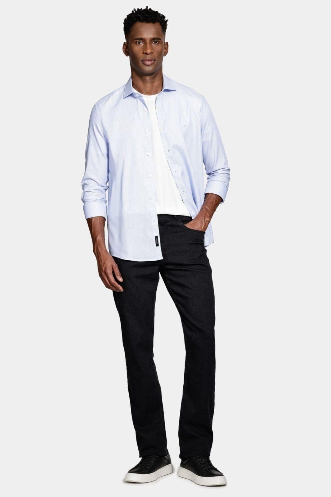 Vista 2 Camisa Aramis Tricoline Maquinetada Manga Longa Aramis azul