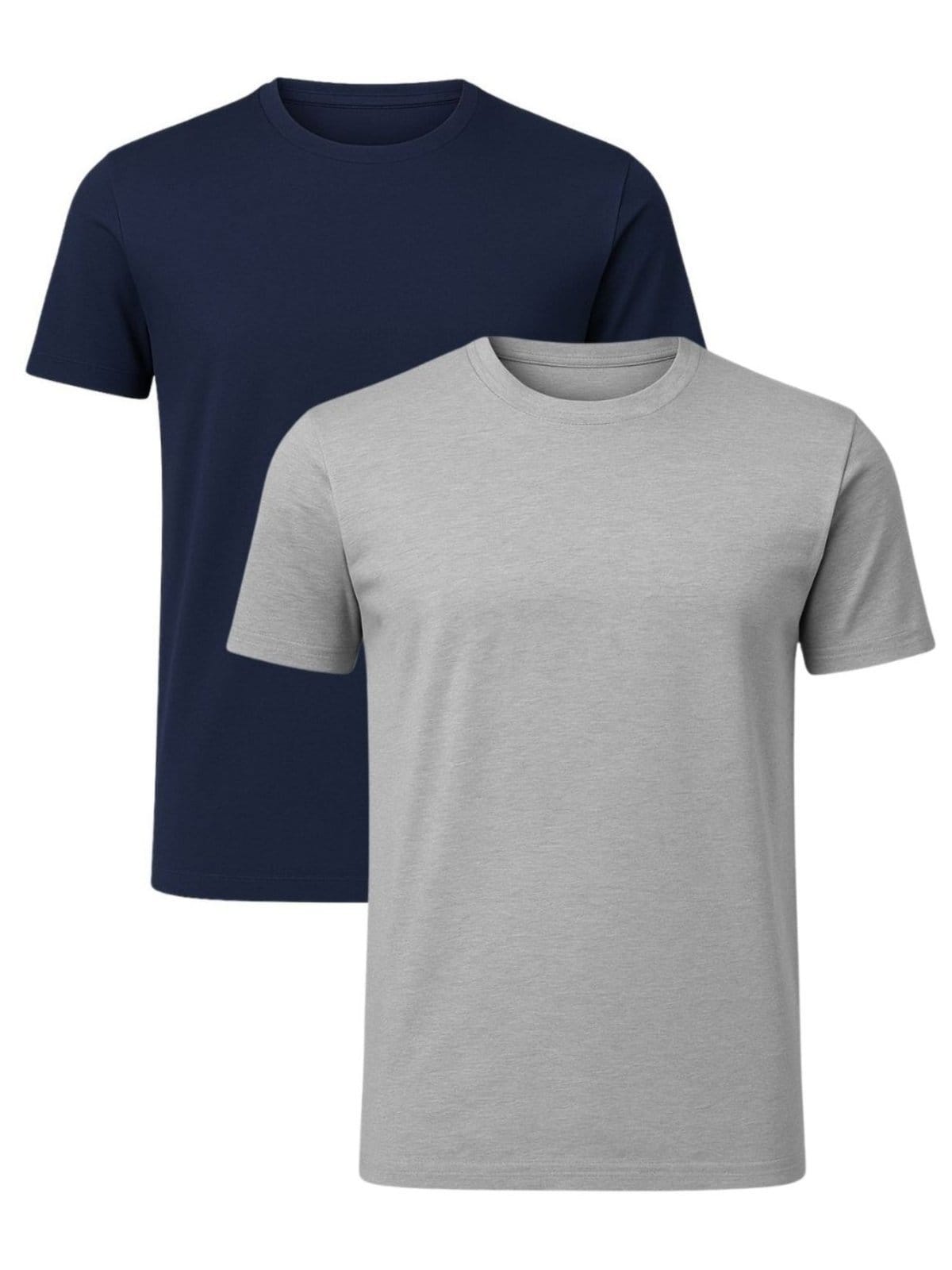 Kit 2 Camisetas Masculina Algodão Premium Crocker Cinza Mescla e Marinho - 49196