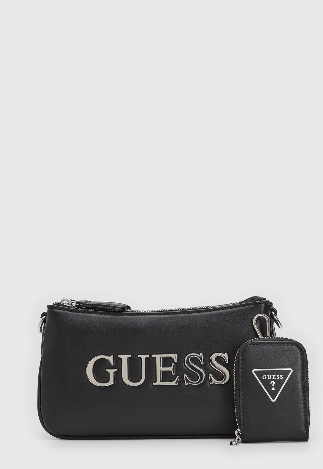 Bolsa Feminina Guess Média Logo Metálico Preta