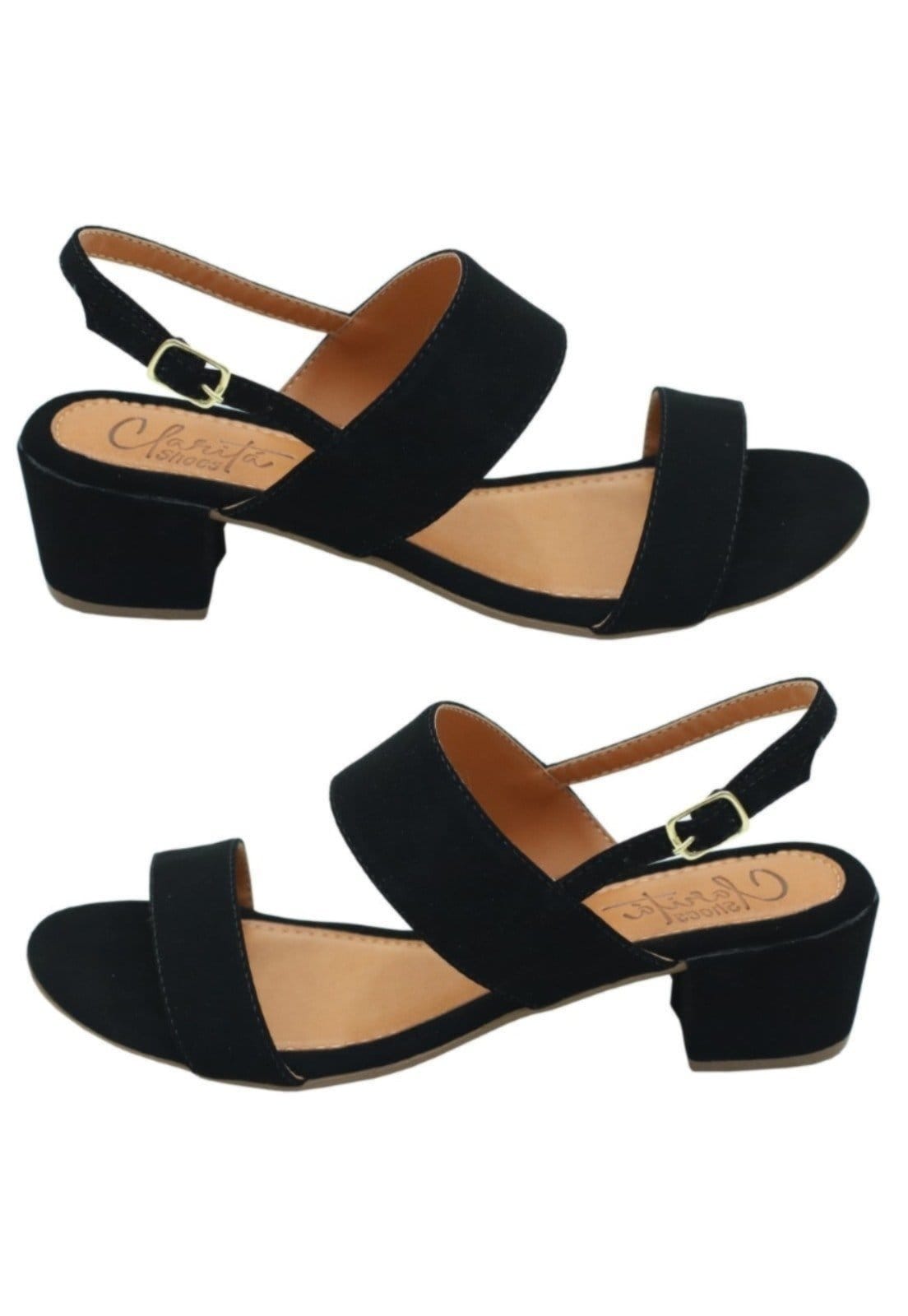 Vista 2 Sandália Salto Baixo Donna santa Tradicional Preta Donna Santa preto