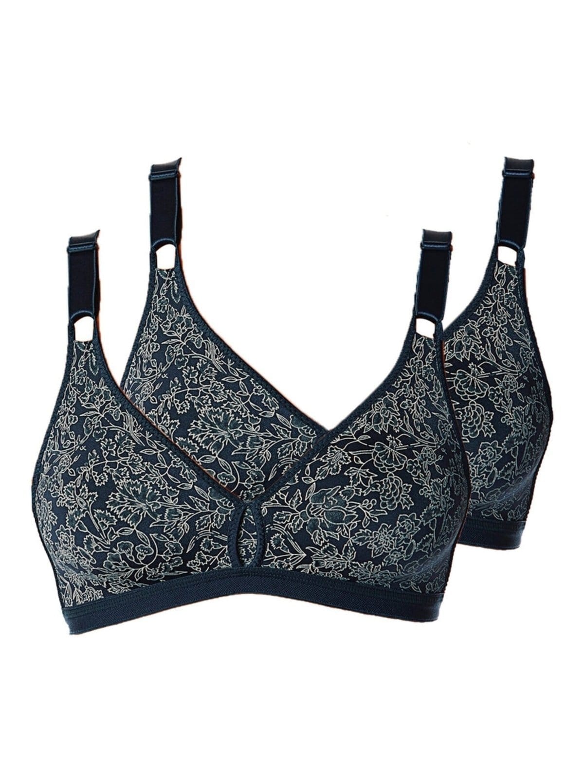 Vista principal Kit com 2 Sutiãs Sustentação Olimpo Firantela Demillus 61742 Taça B Demillus azul marinho