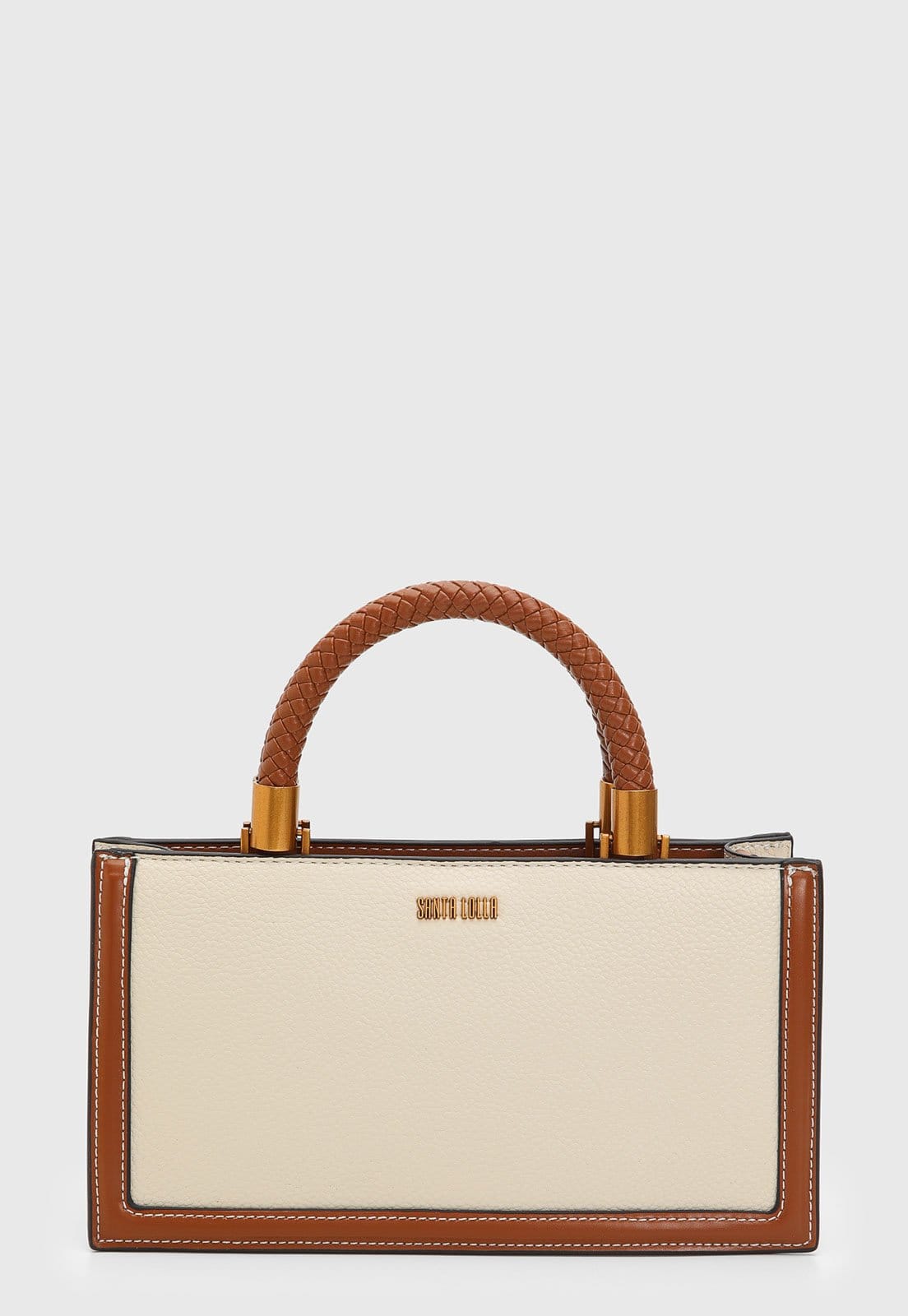 Vista principal Bolsa Feminina Santa Lolla Alça Trançada Off-White Santa Lolla off-white white