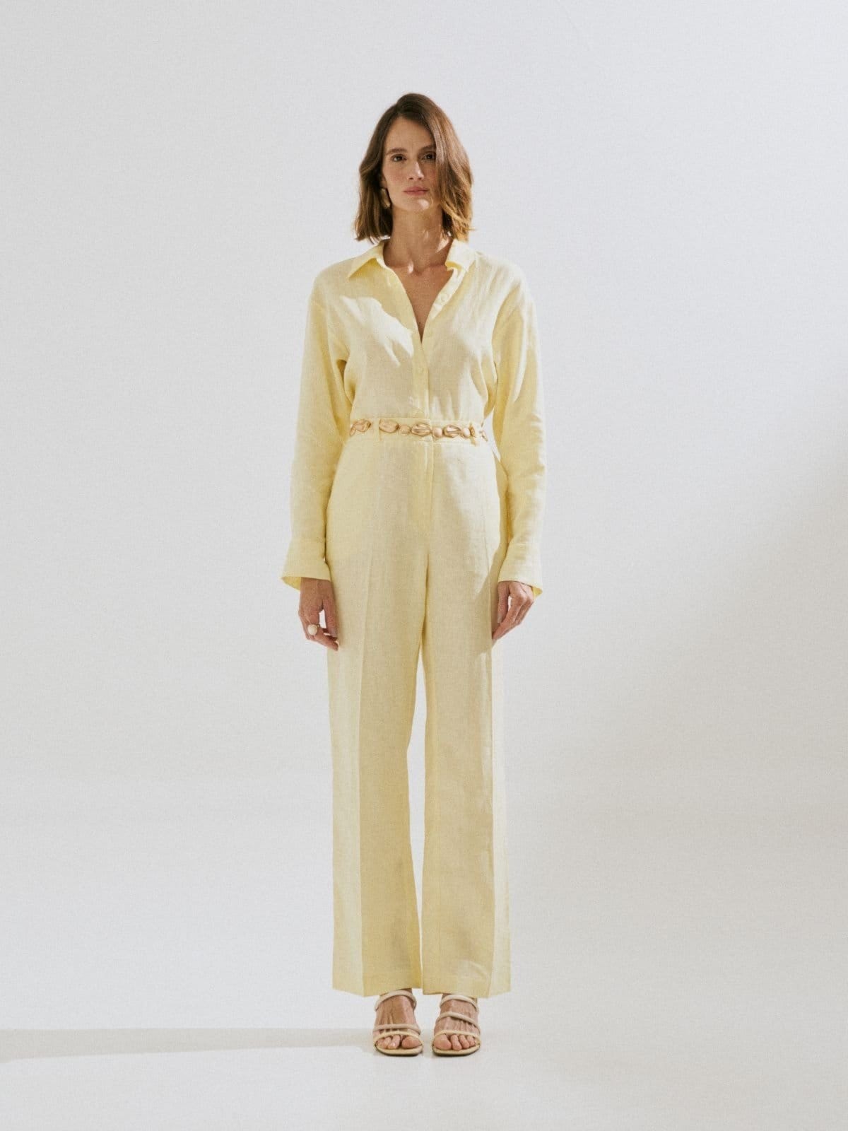 Calça Via Lessa Santorini em Linho Manteiga