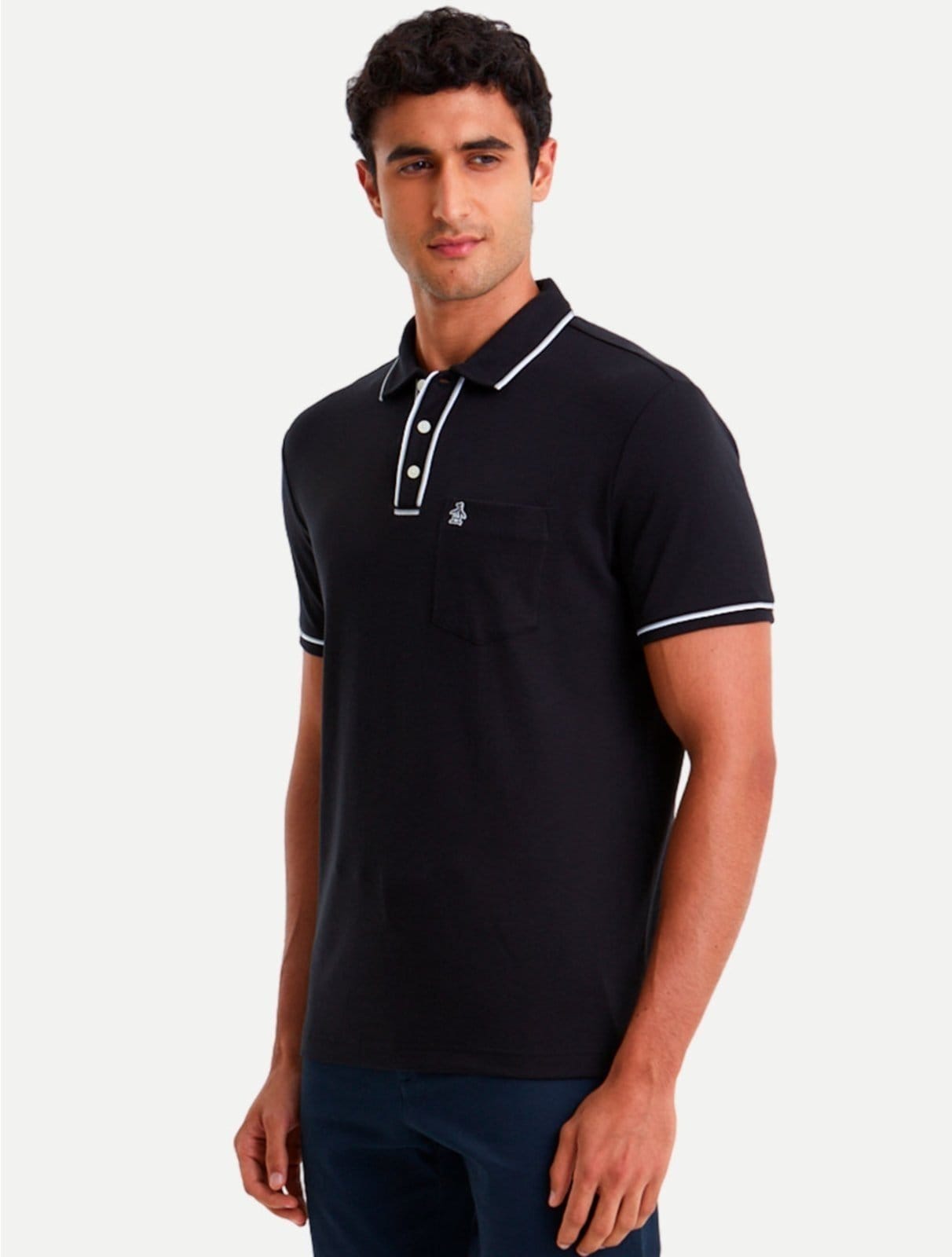 Vista 2 Polo Original Penguin Pima Cotton OPKSB1830 Preta Penguin preto