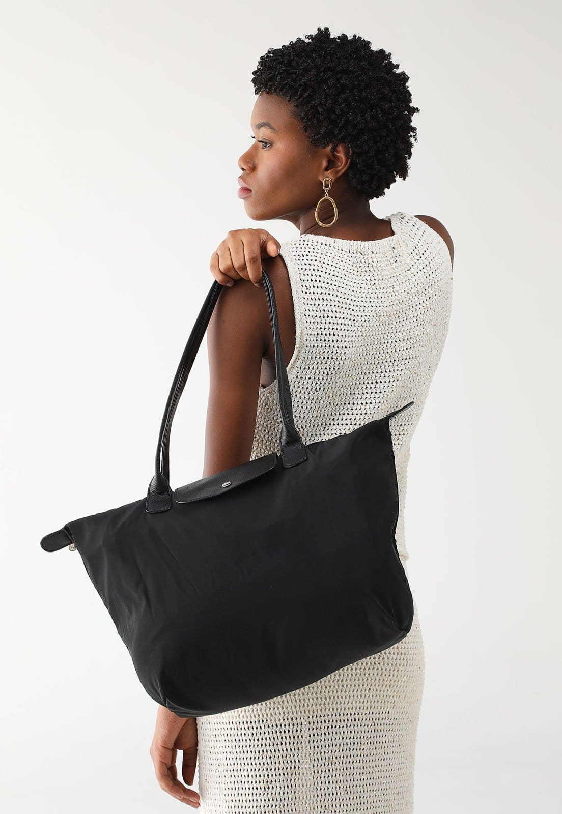 Bolsa Tiracolo Anacapri Tote Dobrável Preta