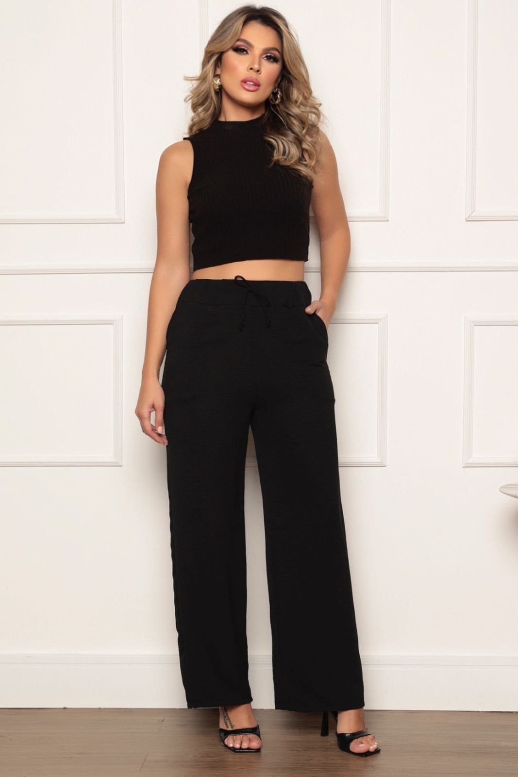 Calça Pantalona Duna Amarração Bolsos