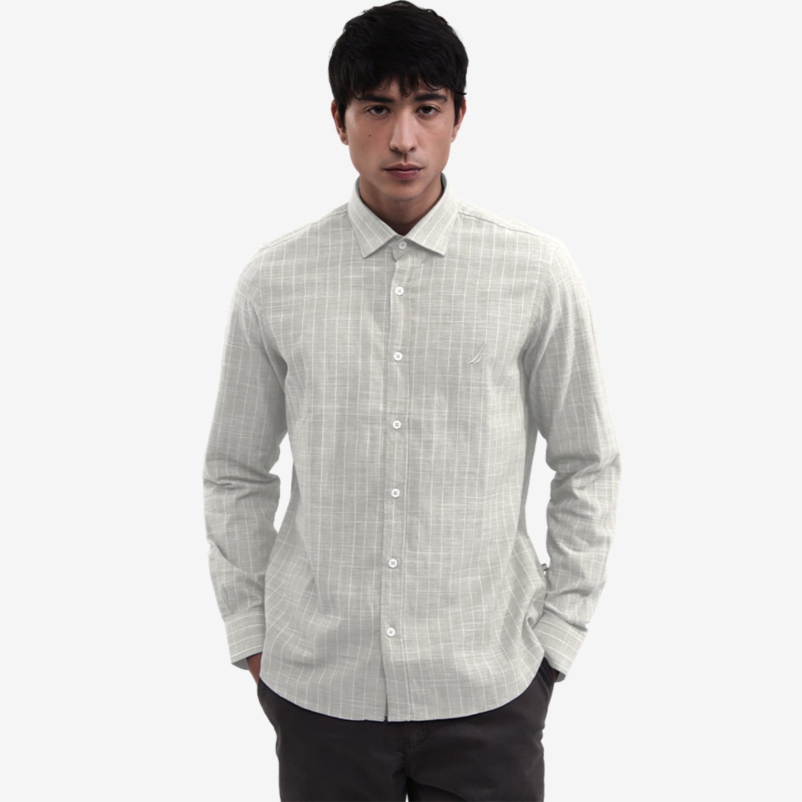 Camisa Nautica Manga Longa Listrada Off White