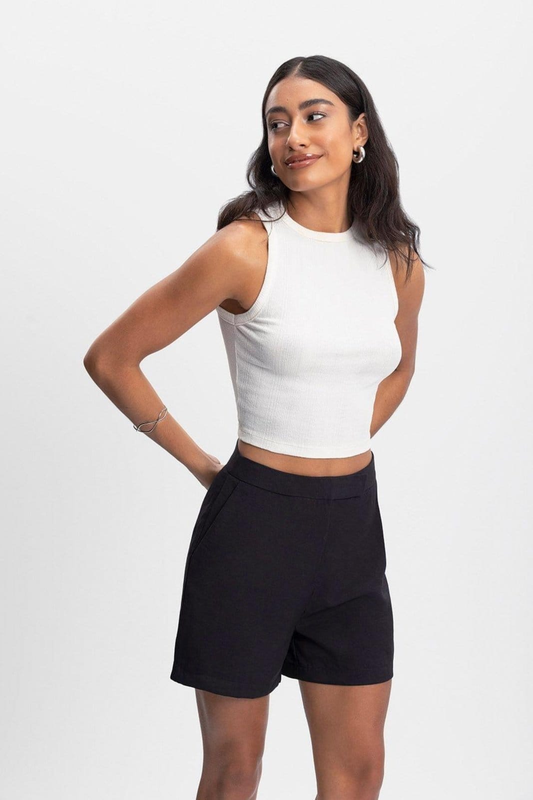 Vista 2 Blusa Cropped Feminina Canelada Essendi Natural Off-white Essendi off-white natural