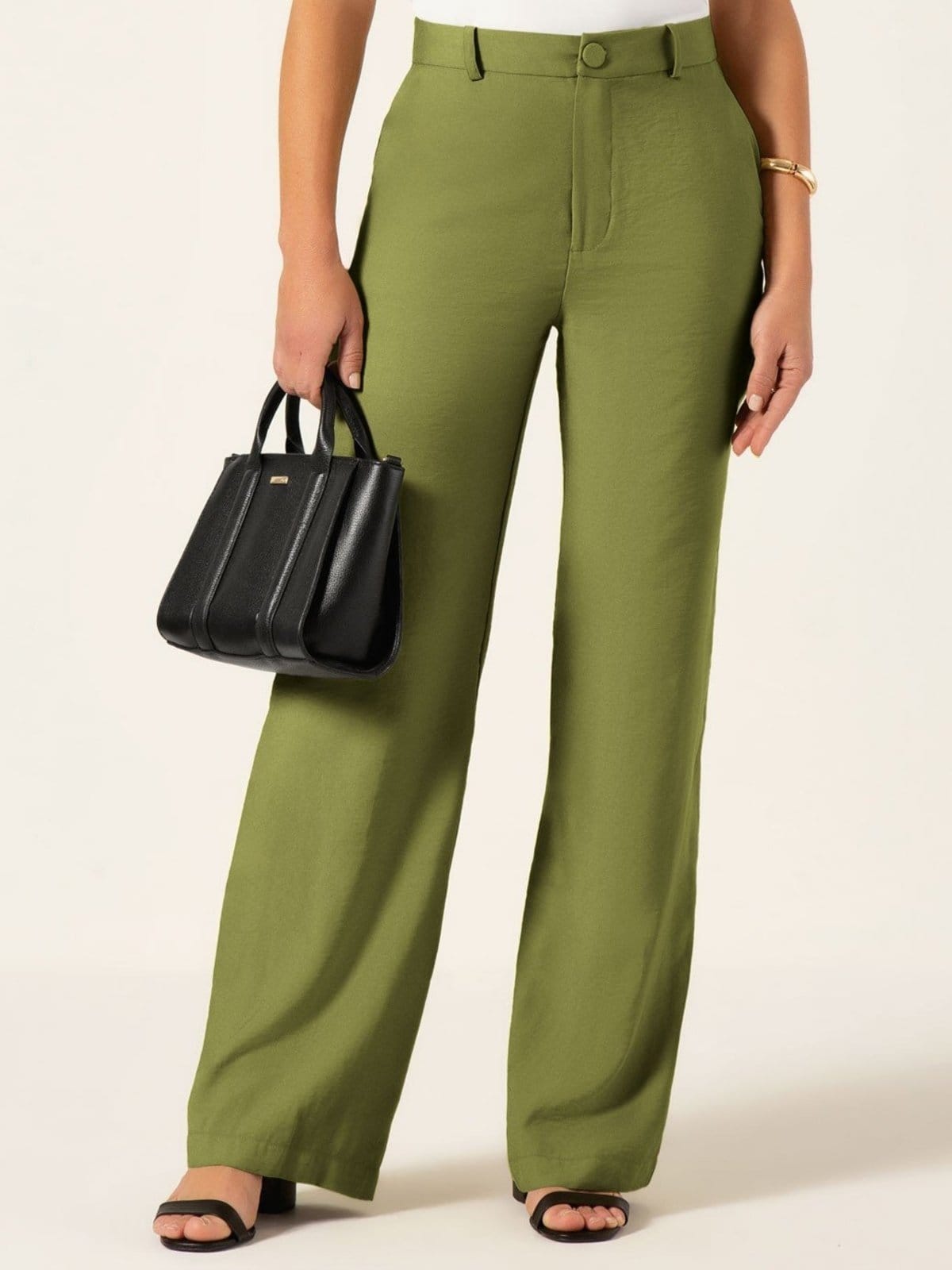 Vista 2 Calça Wide Leg de Alfaiataria Larice Principessa verde