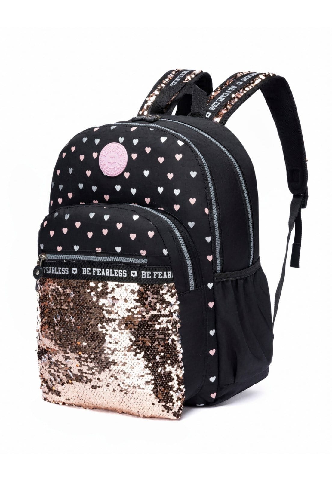 Vista 2 Mochila Casual Escolar Acolchoada Reforçada Espaçosa Feminina TREKKER preto