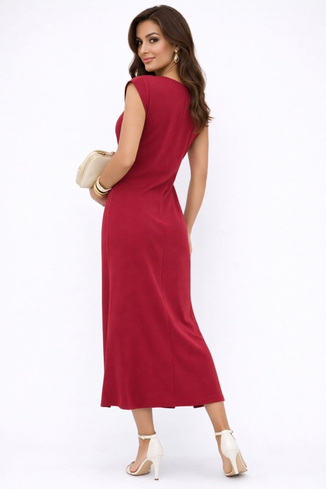 Vista 2 Vestido Longo D Bell Outlet Fashion Com Fenda Vermelho D BELL OUTLET FASHION azul