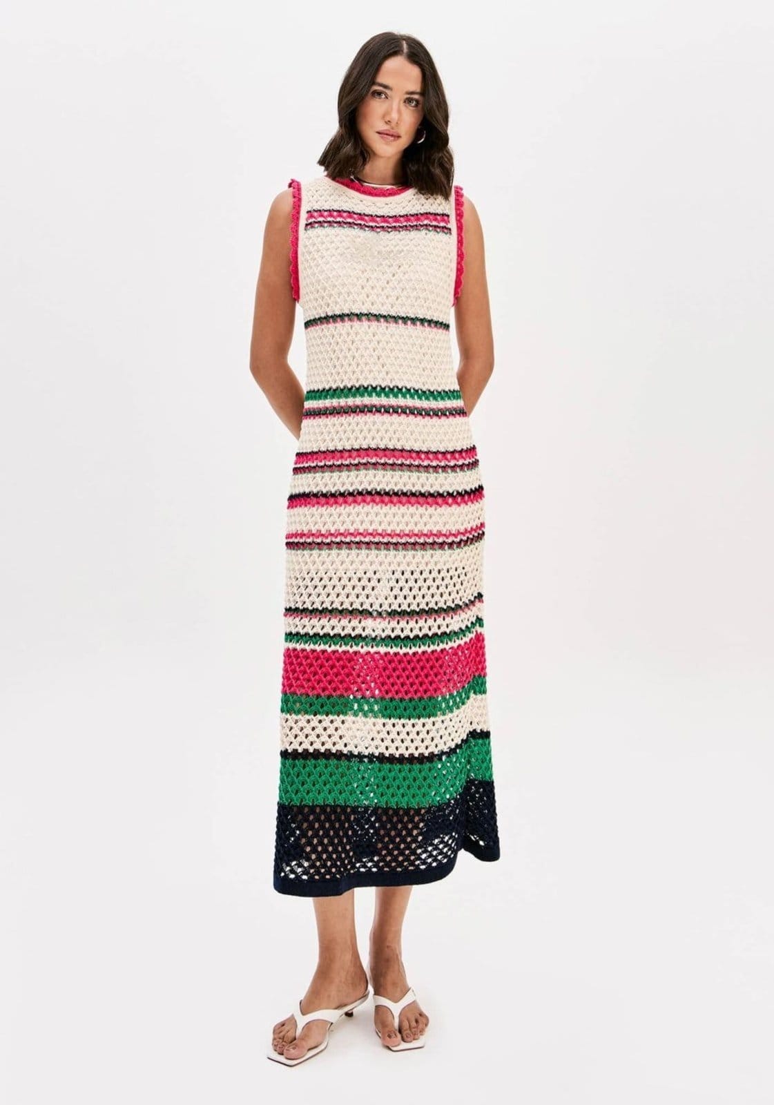 Vestido De Tricô Super Midi Sem Mangas