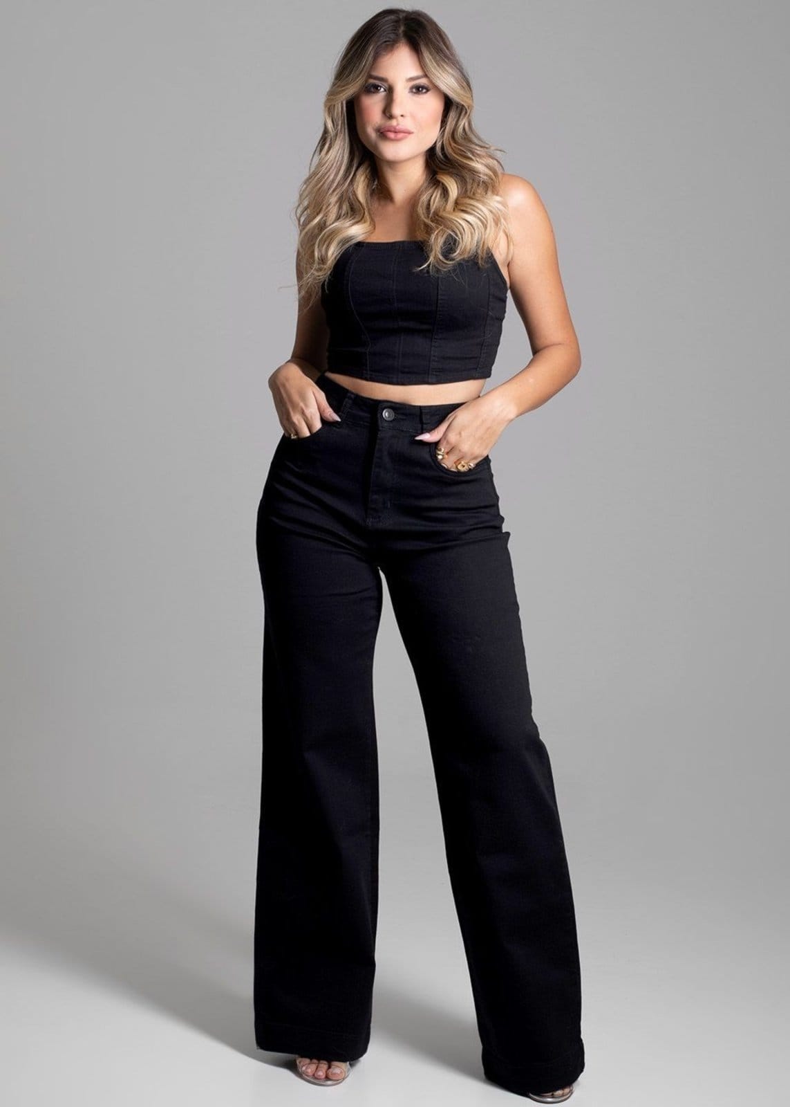 Calça Sarja Sawary Wide Leg - 275028