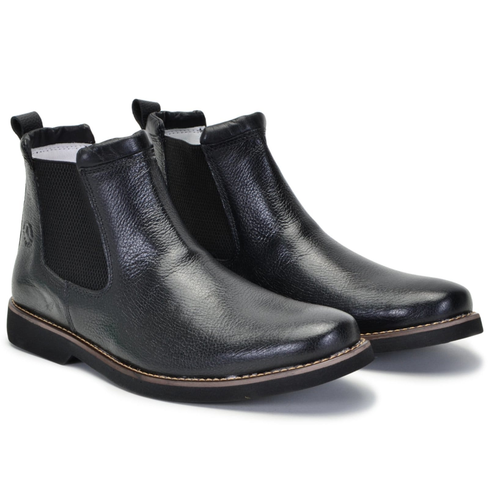 Vista 2 Botina Chelsea Masculina Ferrile Em Couro Forro De Couro Preta 22022 Ferrile preto