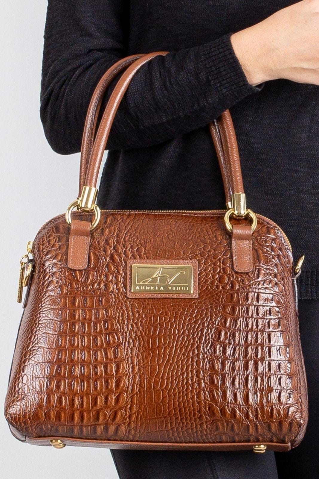 Bolsa baú de couro croco Donna
