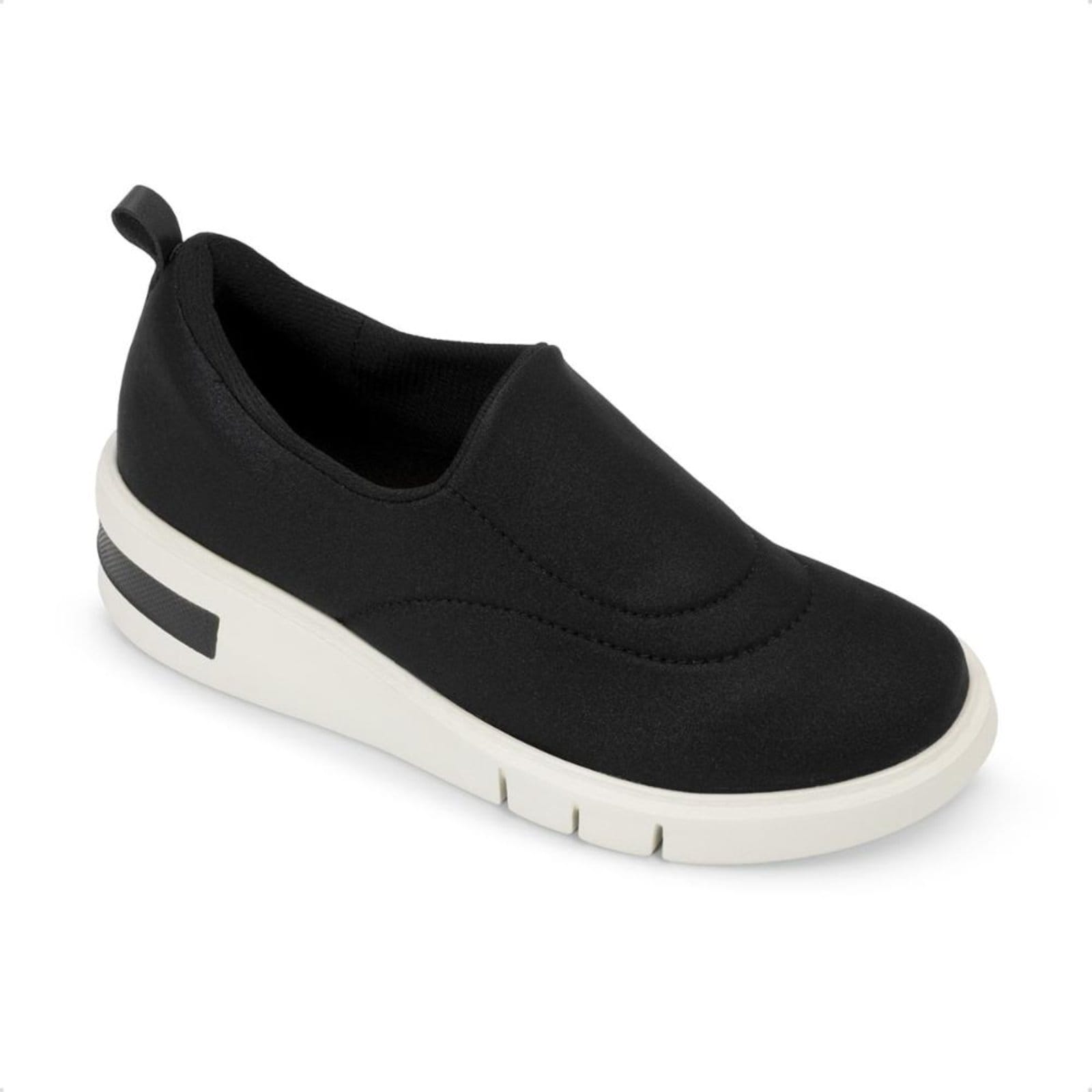 Vista 2 Tênis Usaflex Feminino Slip On Tecido Detalhe Costura Casual AM01009 Usaflex preto