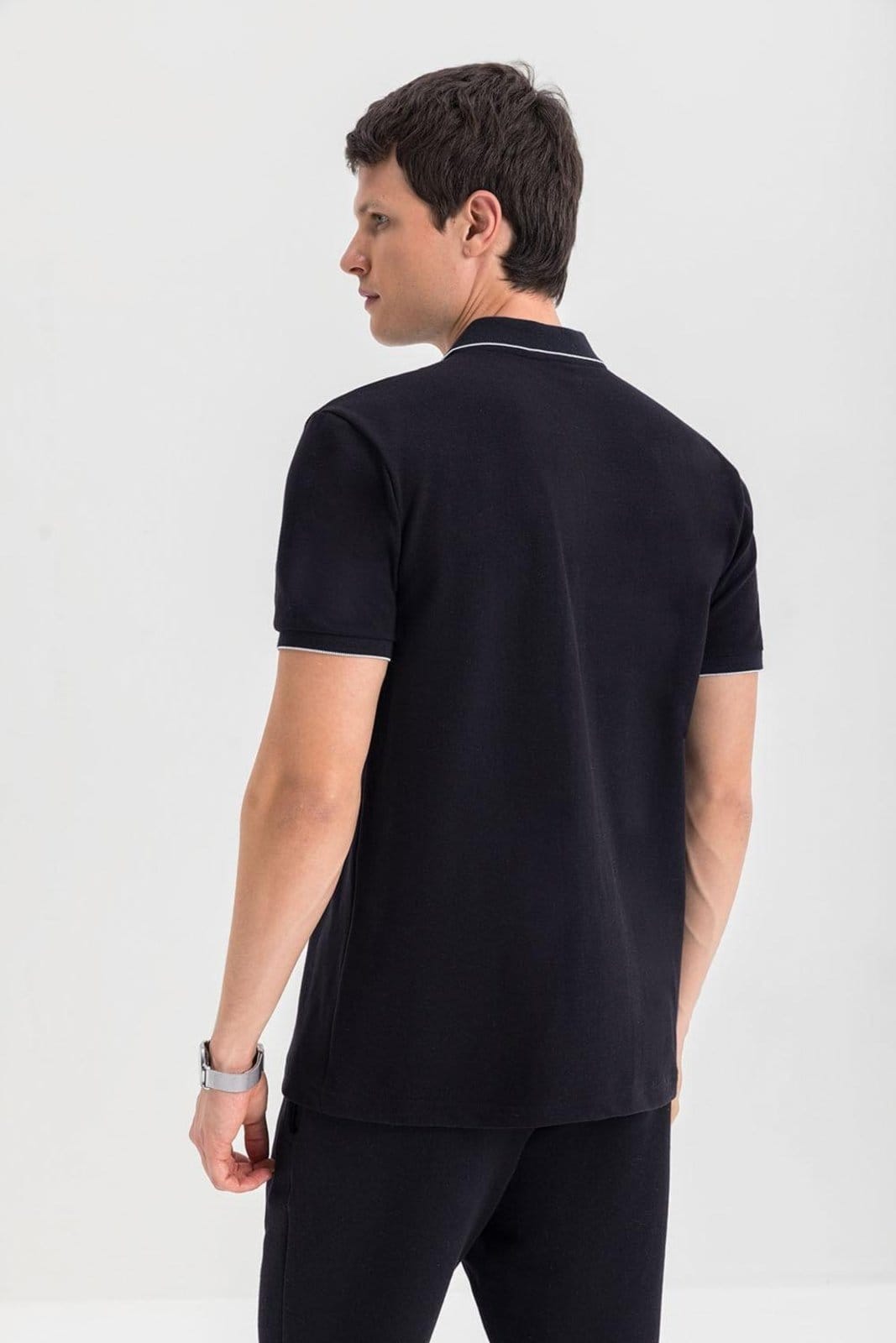 Vista 2 Camisa Polo Masculina Em Piquet Top Essendi Essendi preto