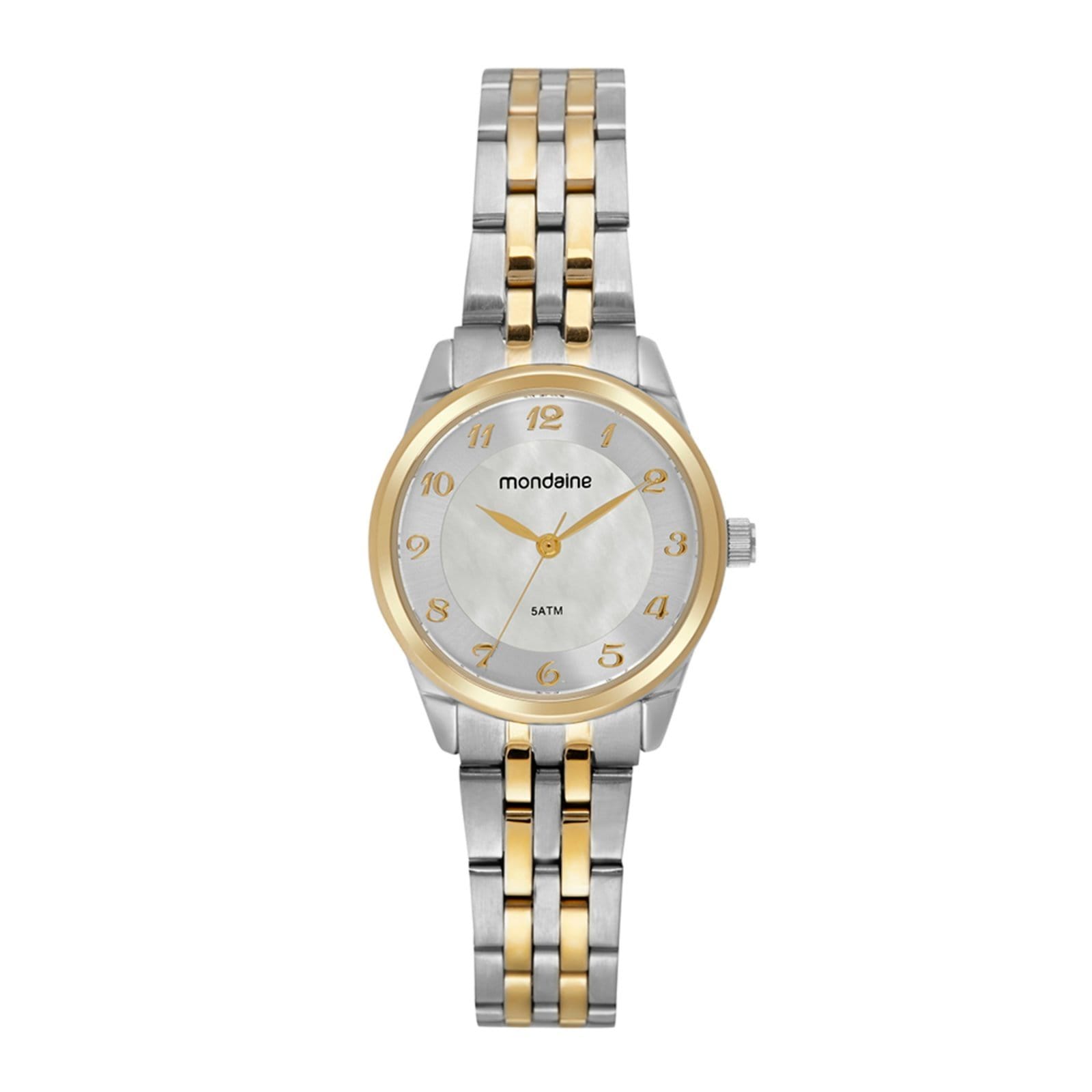 Vista 2 Kit Relógio Feminino Madrepérola Bicolor com Porta Jóias Mondaine prata