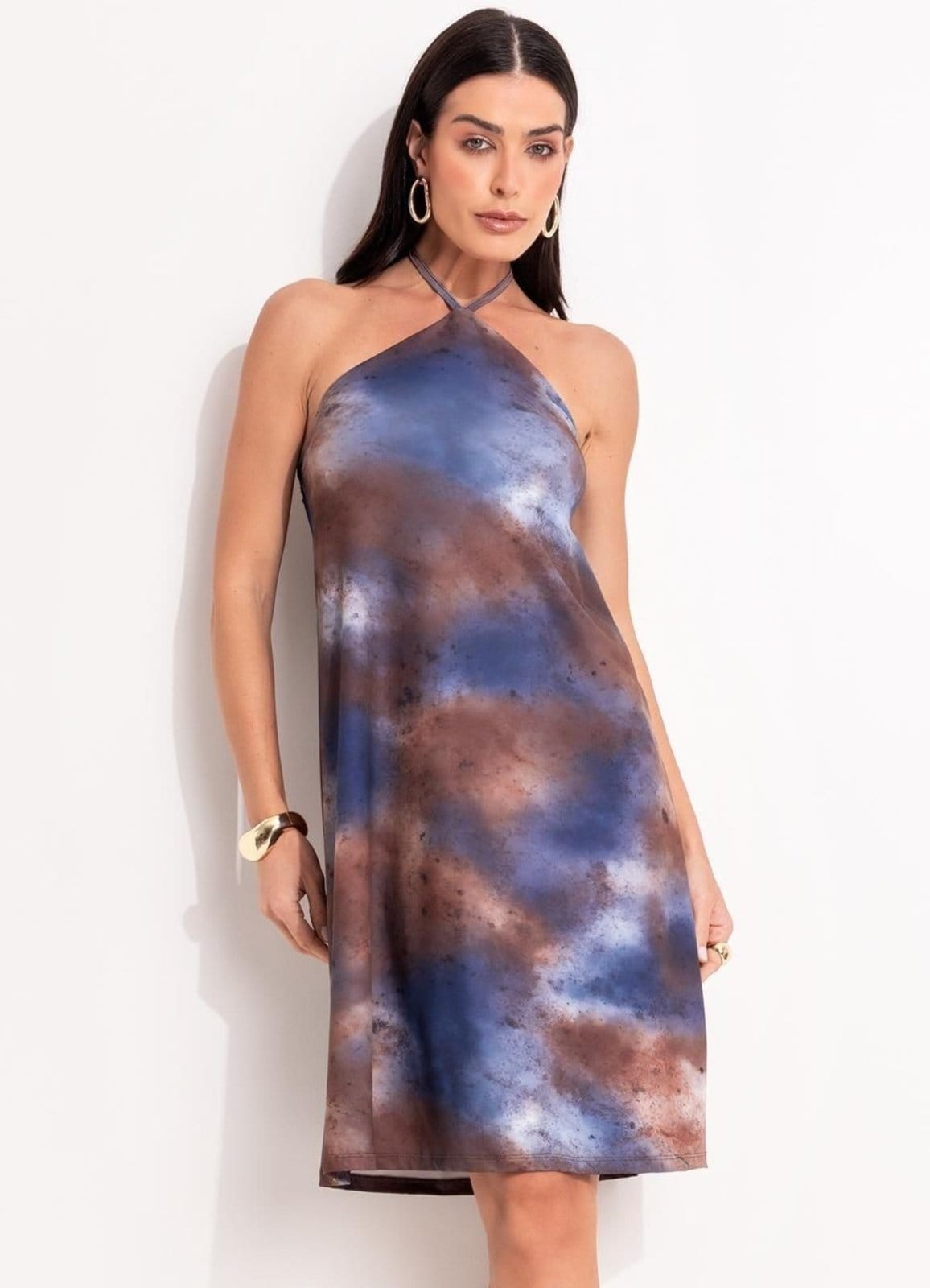 Vestido Em Malha Fria Marmorizado