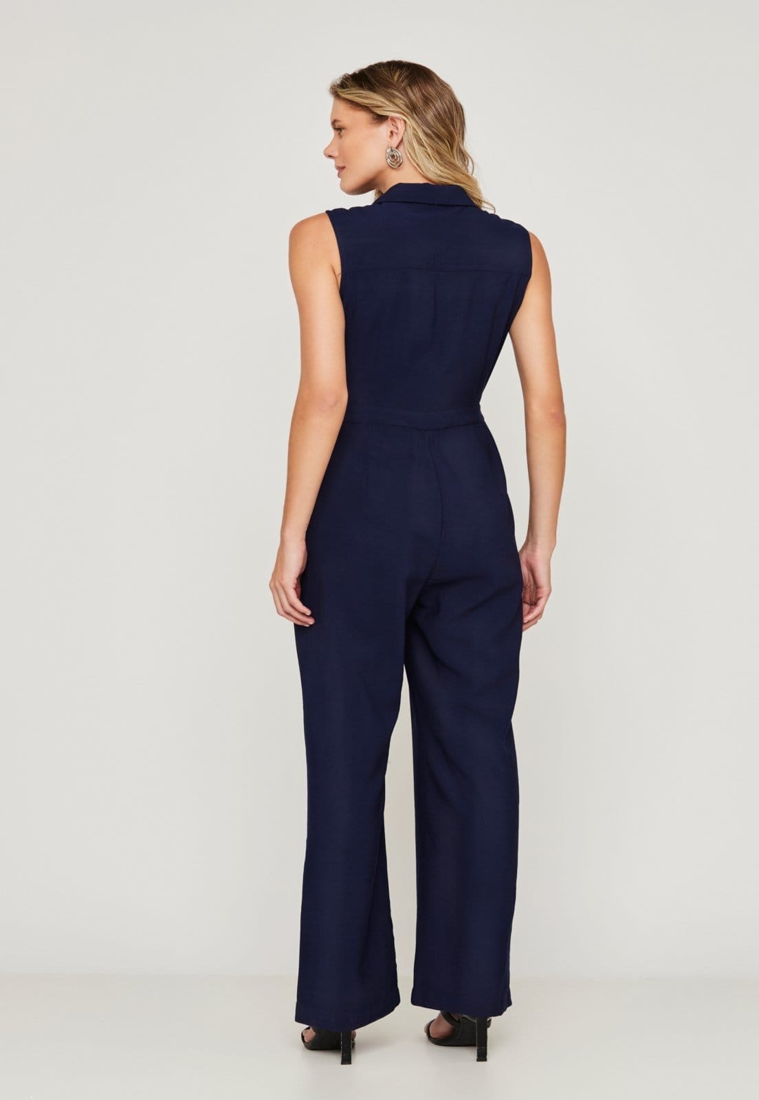 Vista 2 Macacão Alfaiataria Utilitário Marinho Miss Joy 7962 Feminino Marinho MISS BY JOY azul/azul marinho azul