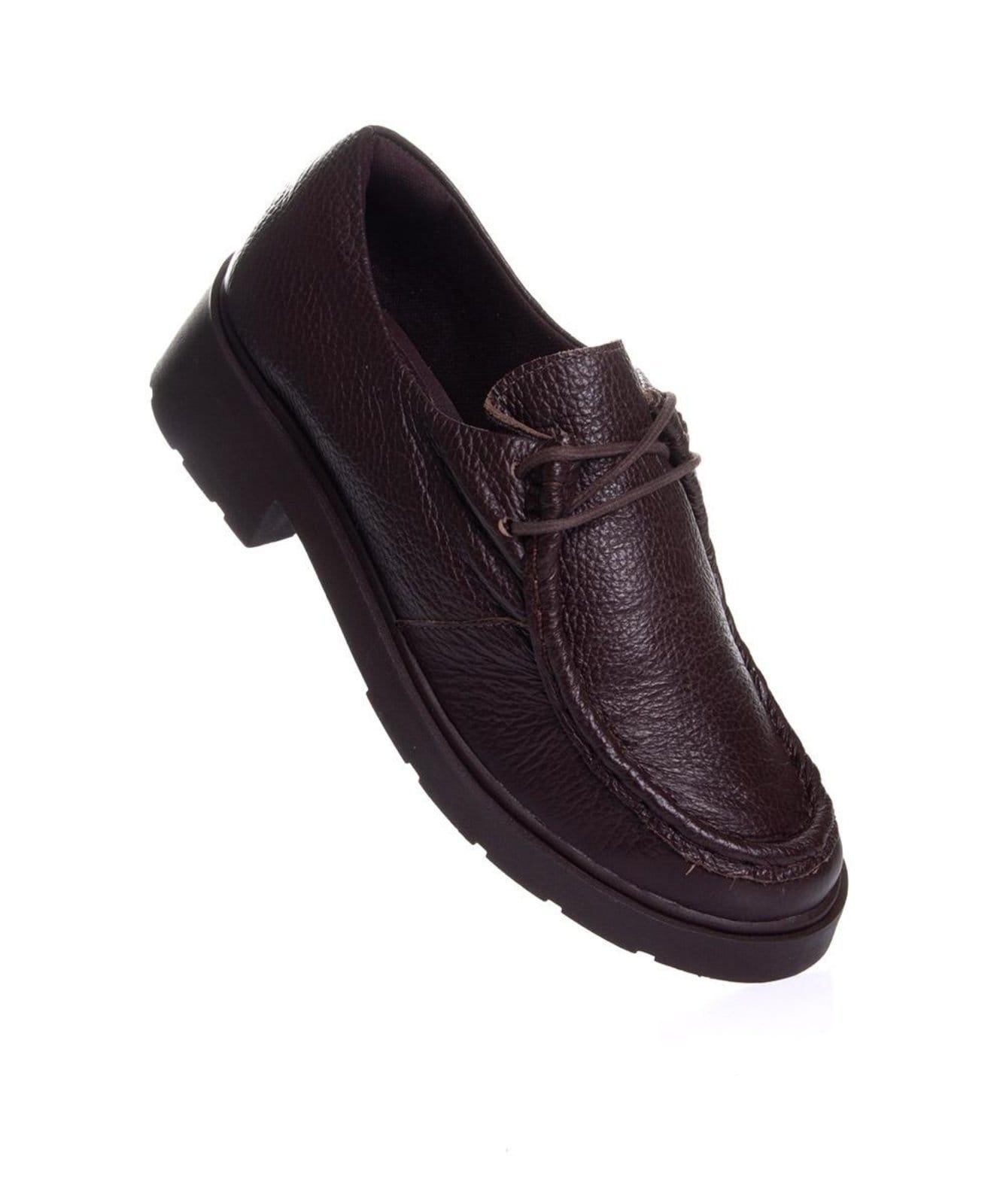 Vista 2 Sapato Oxford Feminino Pixolé Salto Médio Couro Cafe Pixolé incolor