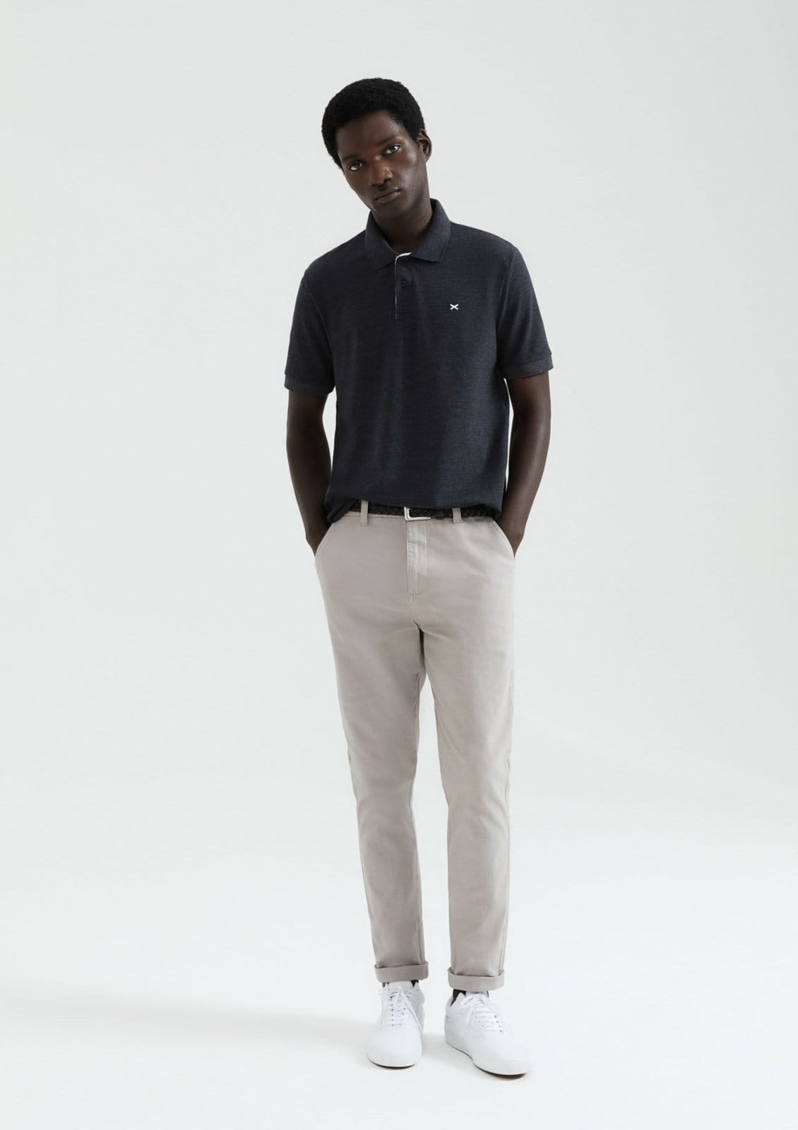 Vista 2 Camisa Polo Básica Masculina Em Malha Piquet Hering cinza