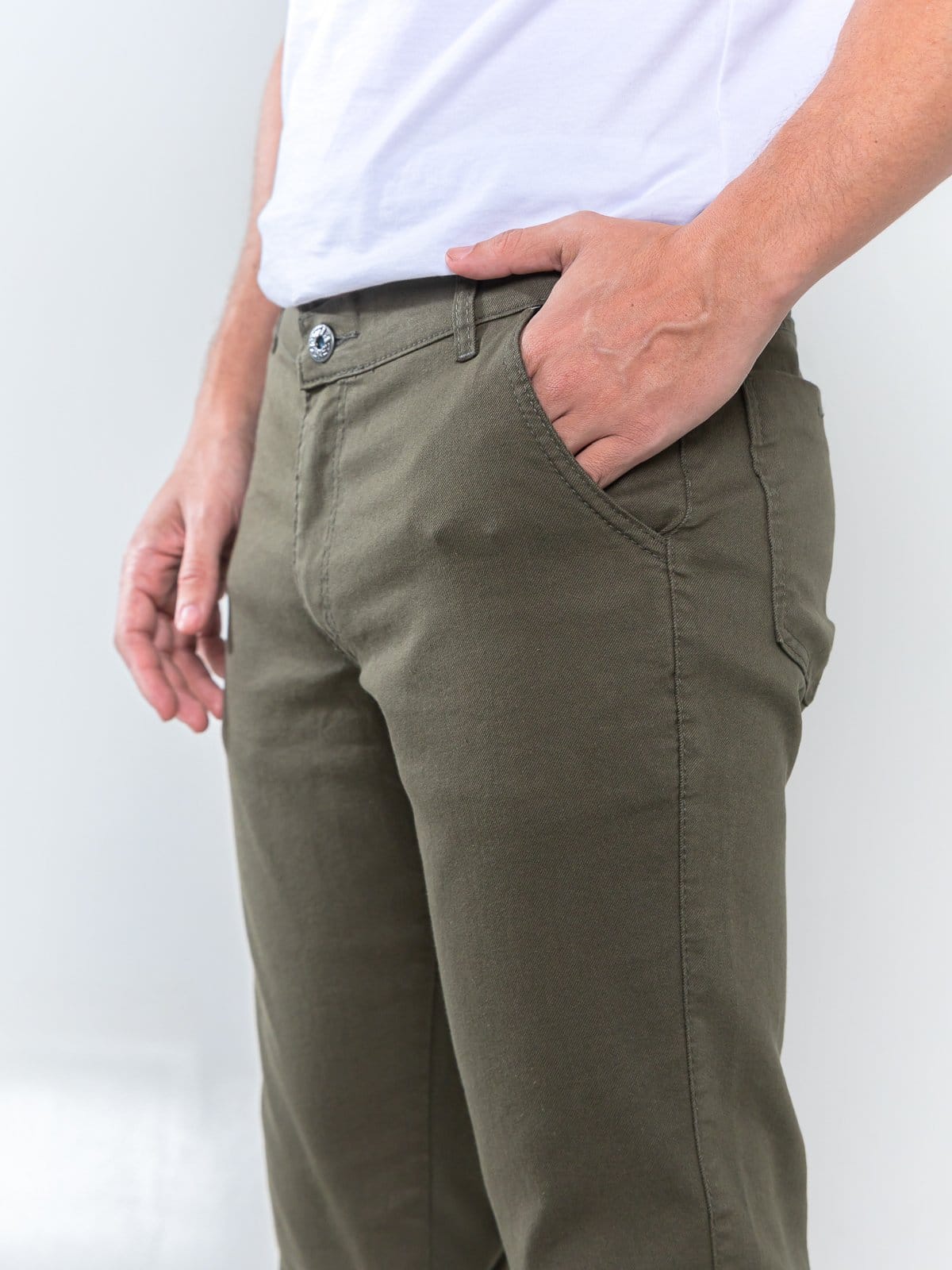 Calça Sarja Masculina Kovali Casual Premium Com Elastano Confortável Bolso-Faca Verde