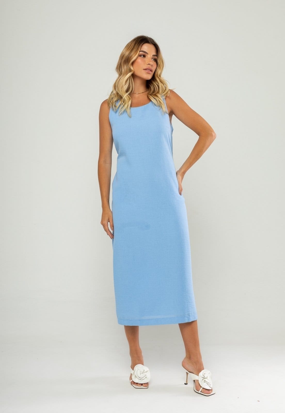 Vestido Midi Regata E Recorte Posterior Salvatore