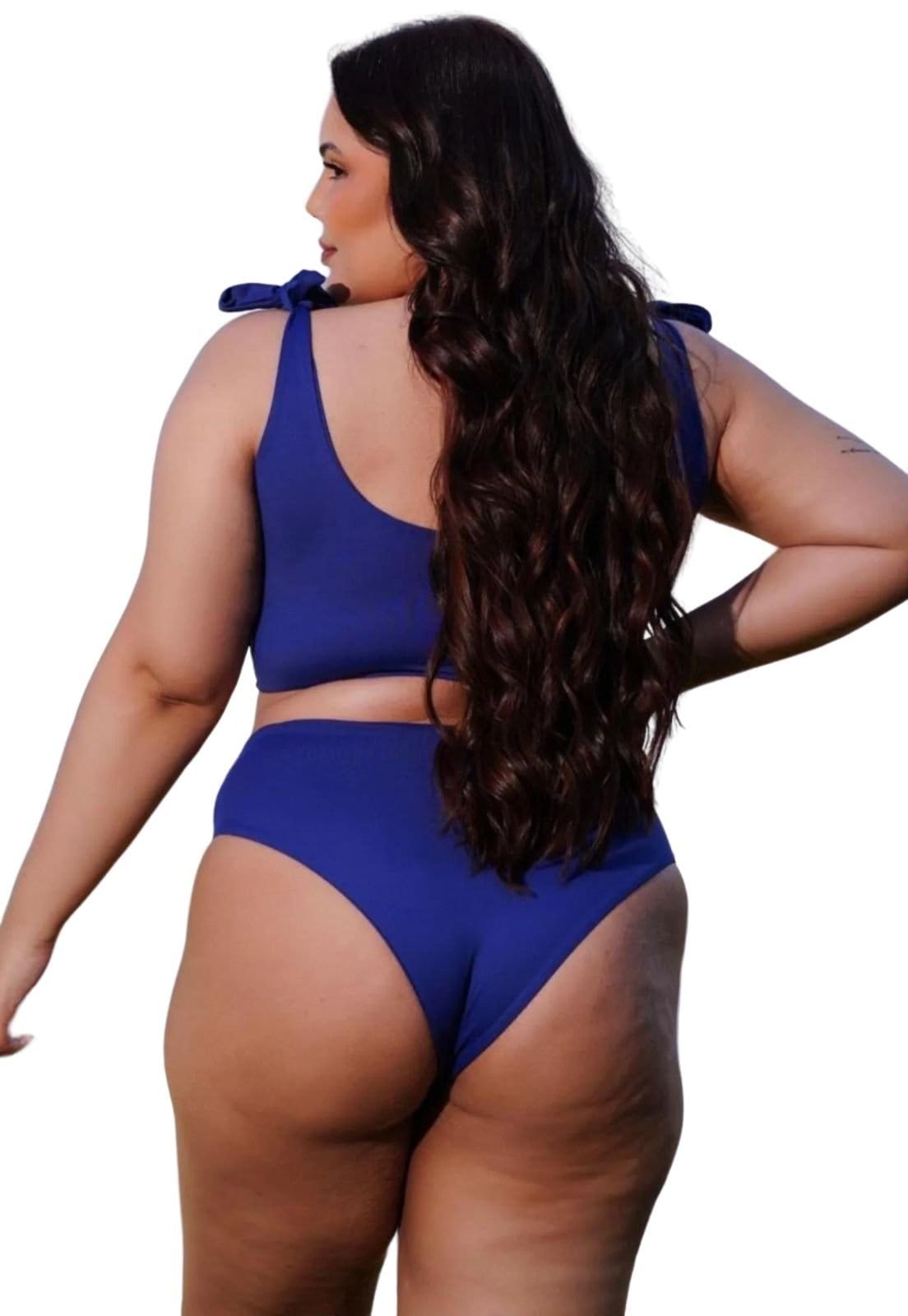 Bíquini Liso Amplo Plus Size Reto Alcinha Marinho - 2