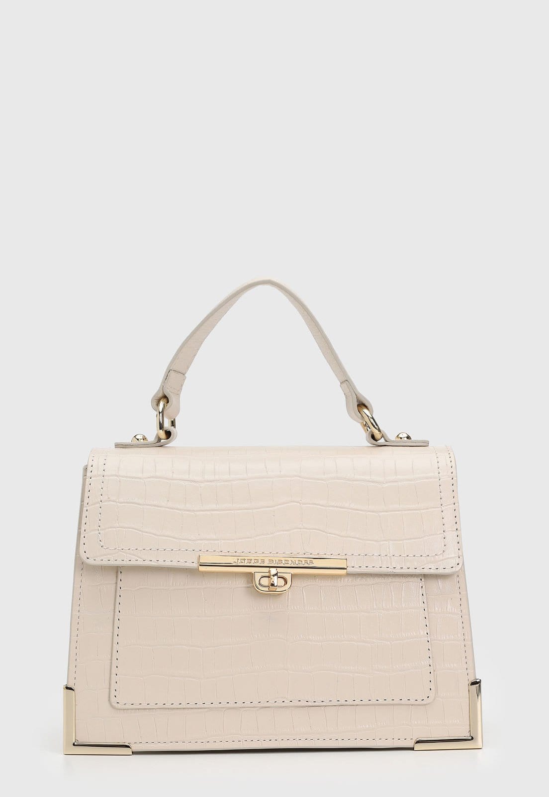Bolsa Feminina Jorge Bischoff Estruturada Croco Off-White