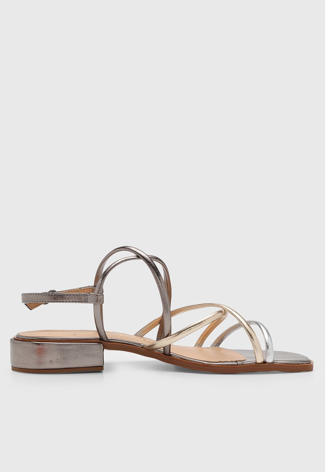 Vista 2 Sandália Feminina Luiza Barcelos Tiras Metalizadas Multicoloridas Luiza Barcelos prata