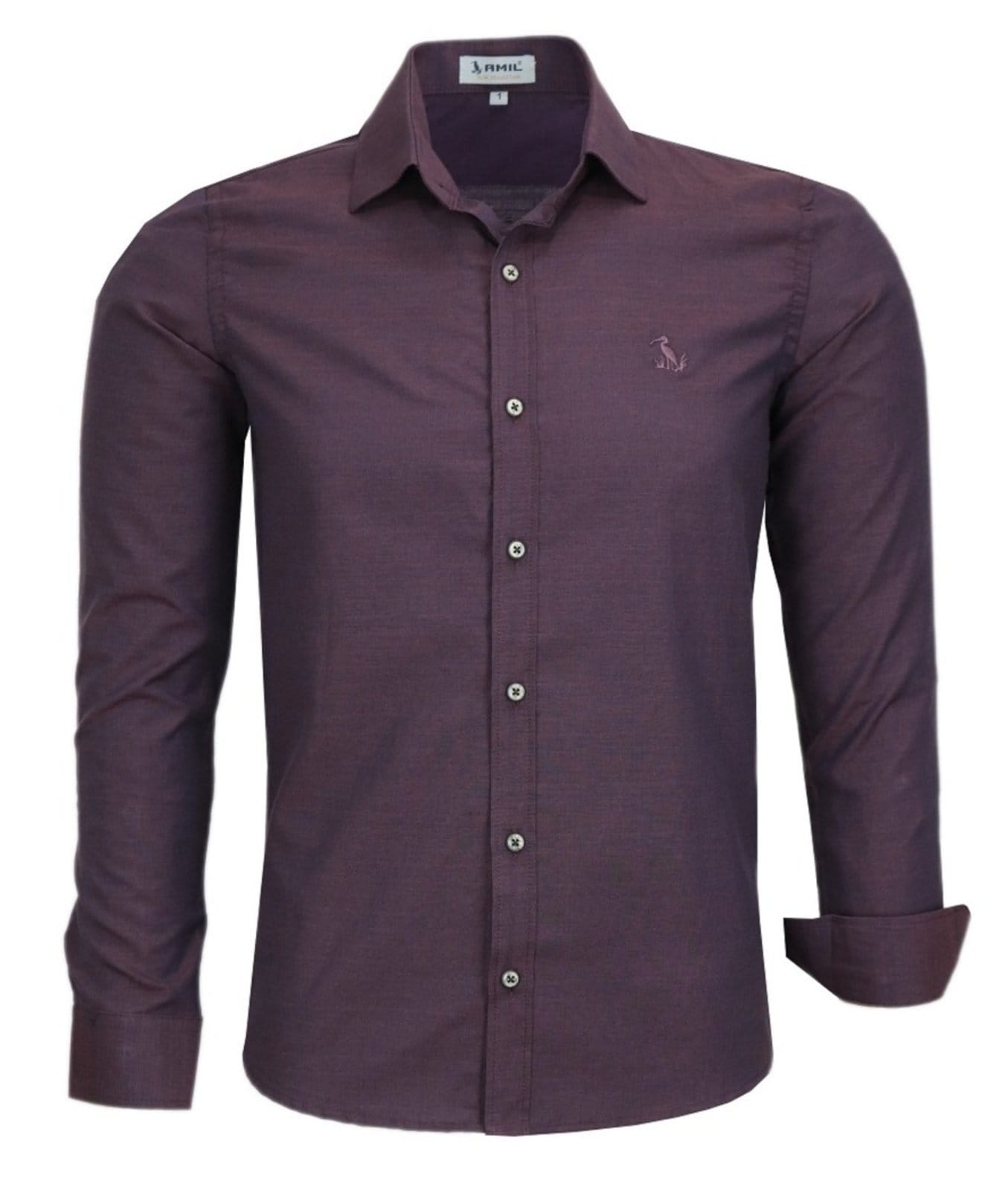 Camisa Social Amil Slim Bard Misto Mesclado Manga Longa Luxo