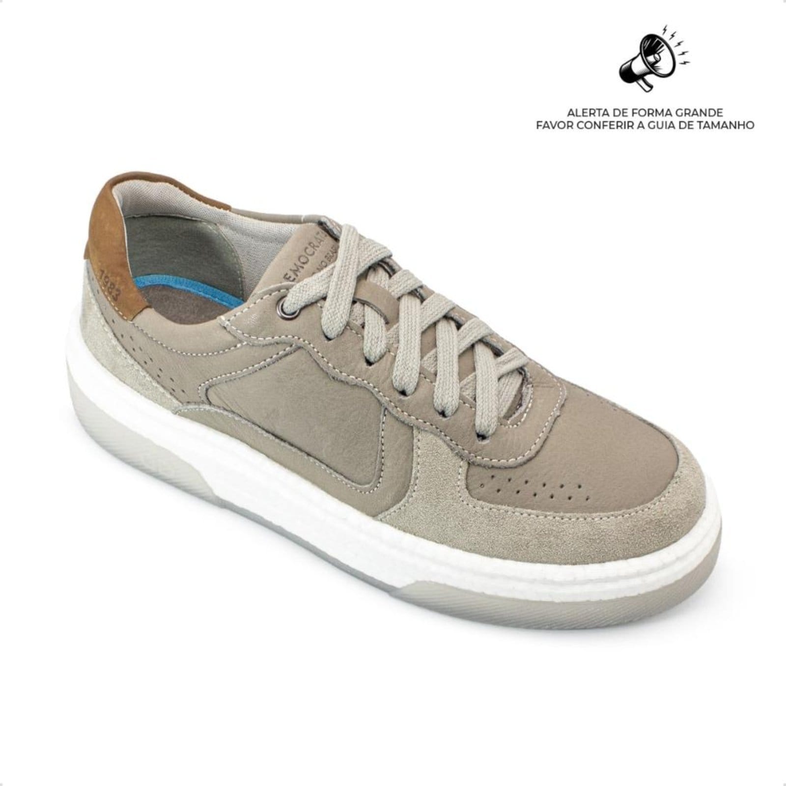 Vista 2 Tênis de Couro Democrata Masculino Denim Beat Pulse 623101 Cinza DEMOCRATA cinza denim