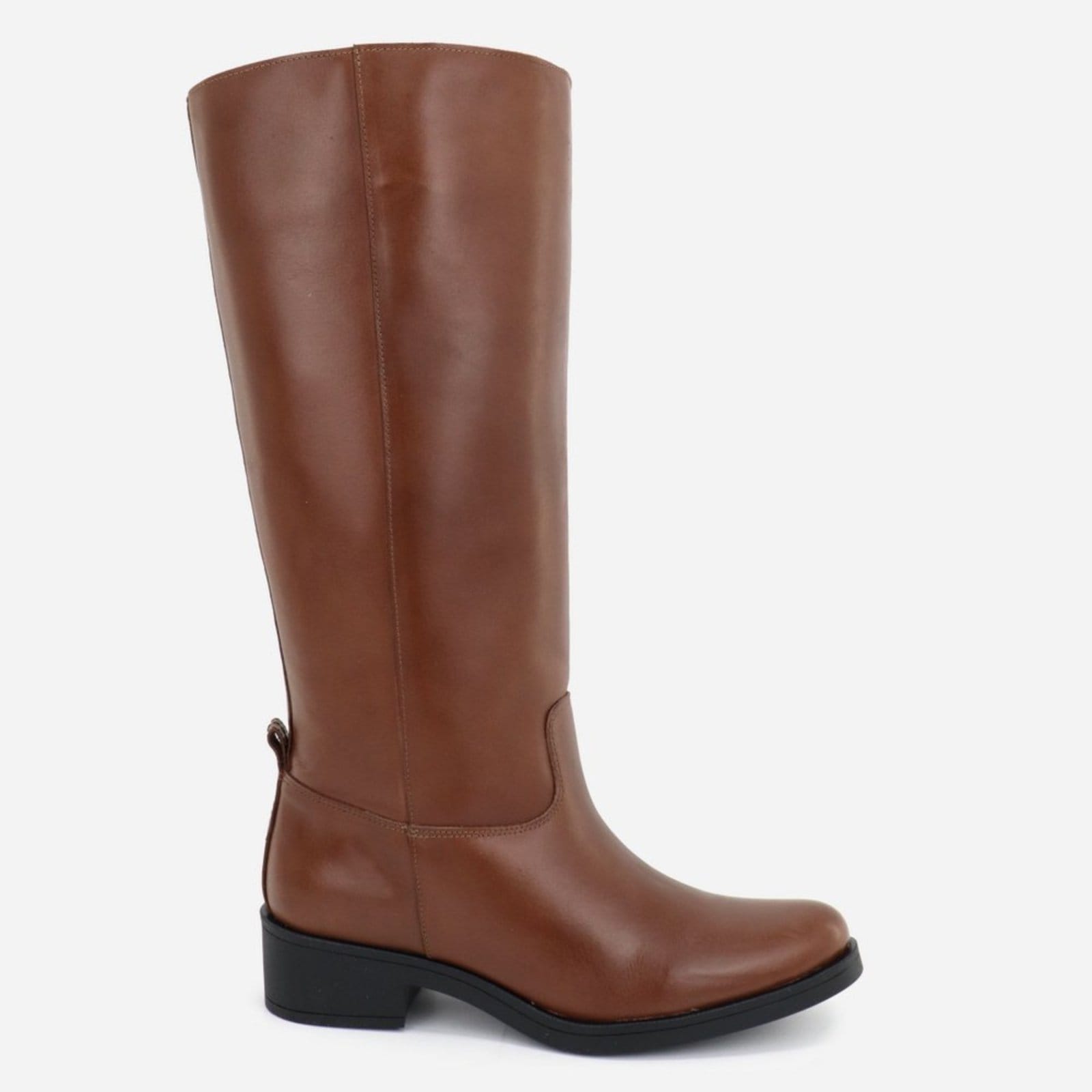 Vista 2 Bota Montaria Boca Larga Feminina Couro Legitimo Cano Longo Feminina Couro Conforto Cedro MARIA PAULA marrom