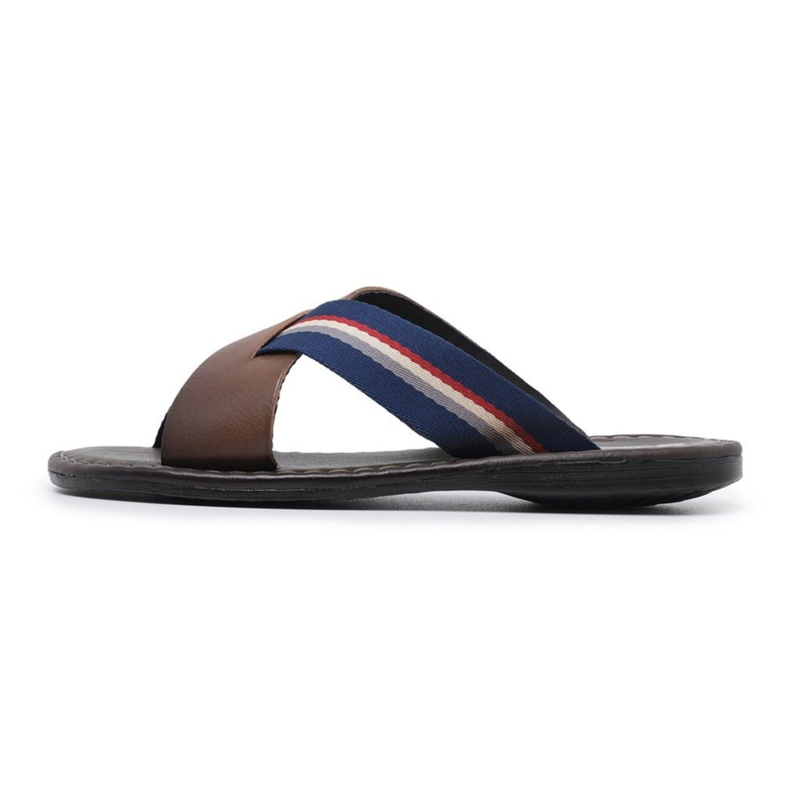 Chinelo Transpassado Conforto Centuria em Couro Tan