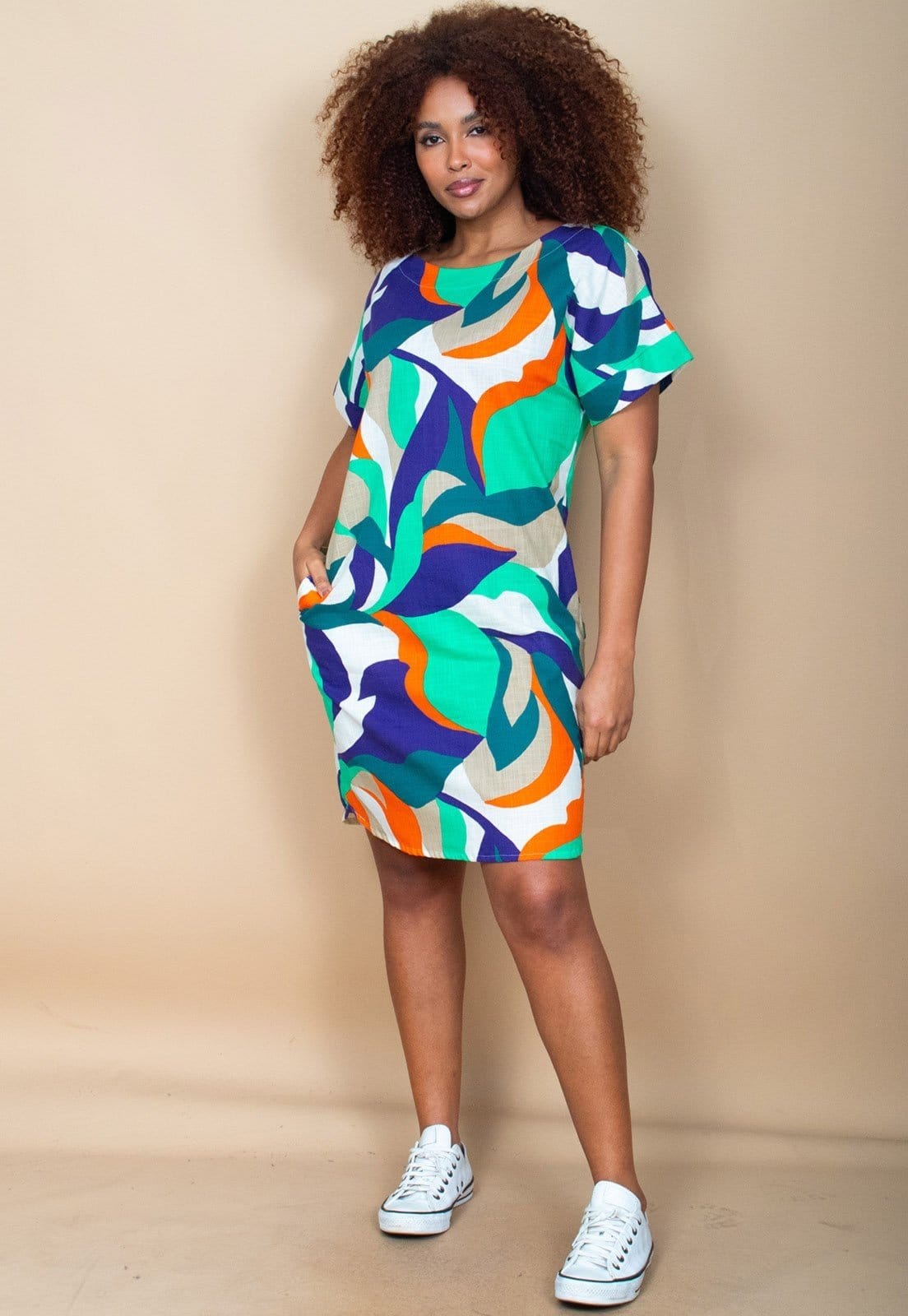 Vestido Curto Cabanafree Viscose com Bolso Estampa Brisa do Mar