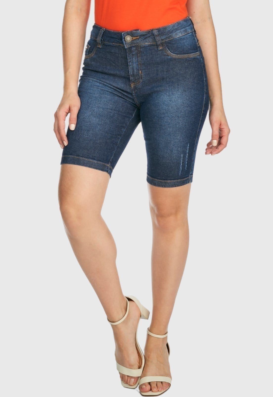 Vista 2 Bermuda Jeans HNO Jeans Ciclista Hot Pants Com Elastano HNO Jeans azul