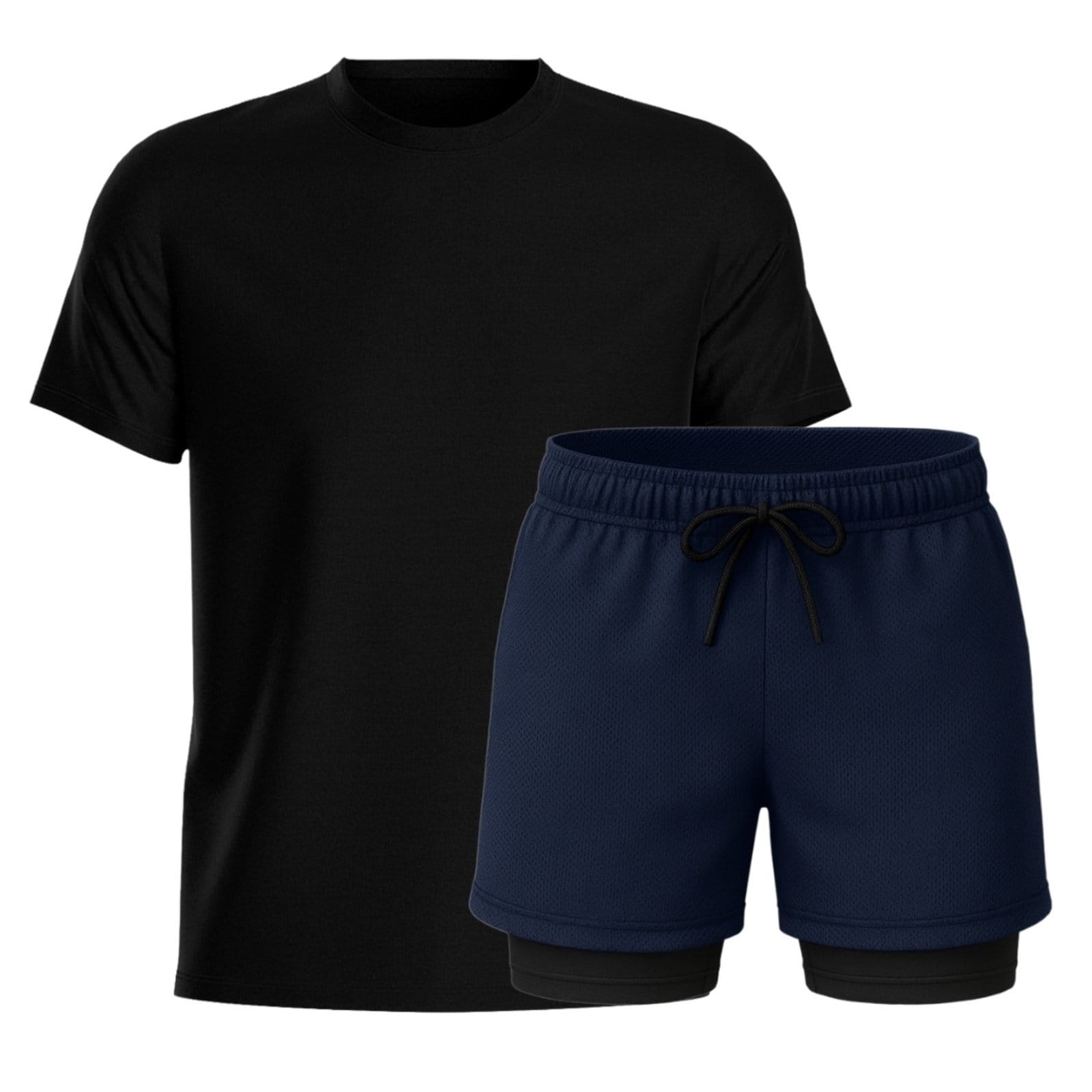 Conjunto Masculino Camiseta Algodão e Short Térmico Dryfit Liso