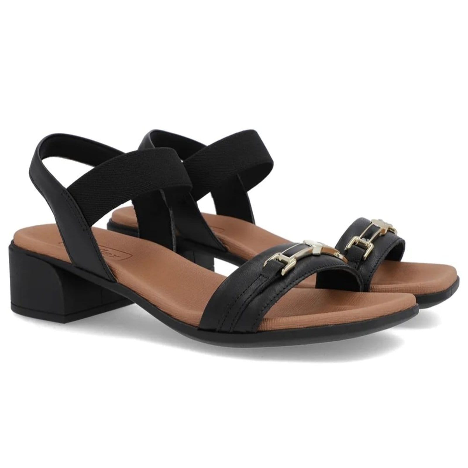 Vista 2 Sandália Feminina Salto Bloco Couro Usaflex AN27004 Usaflex preto