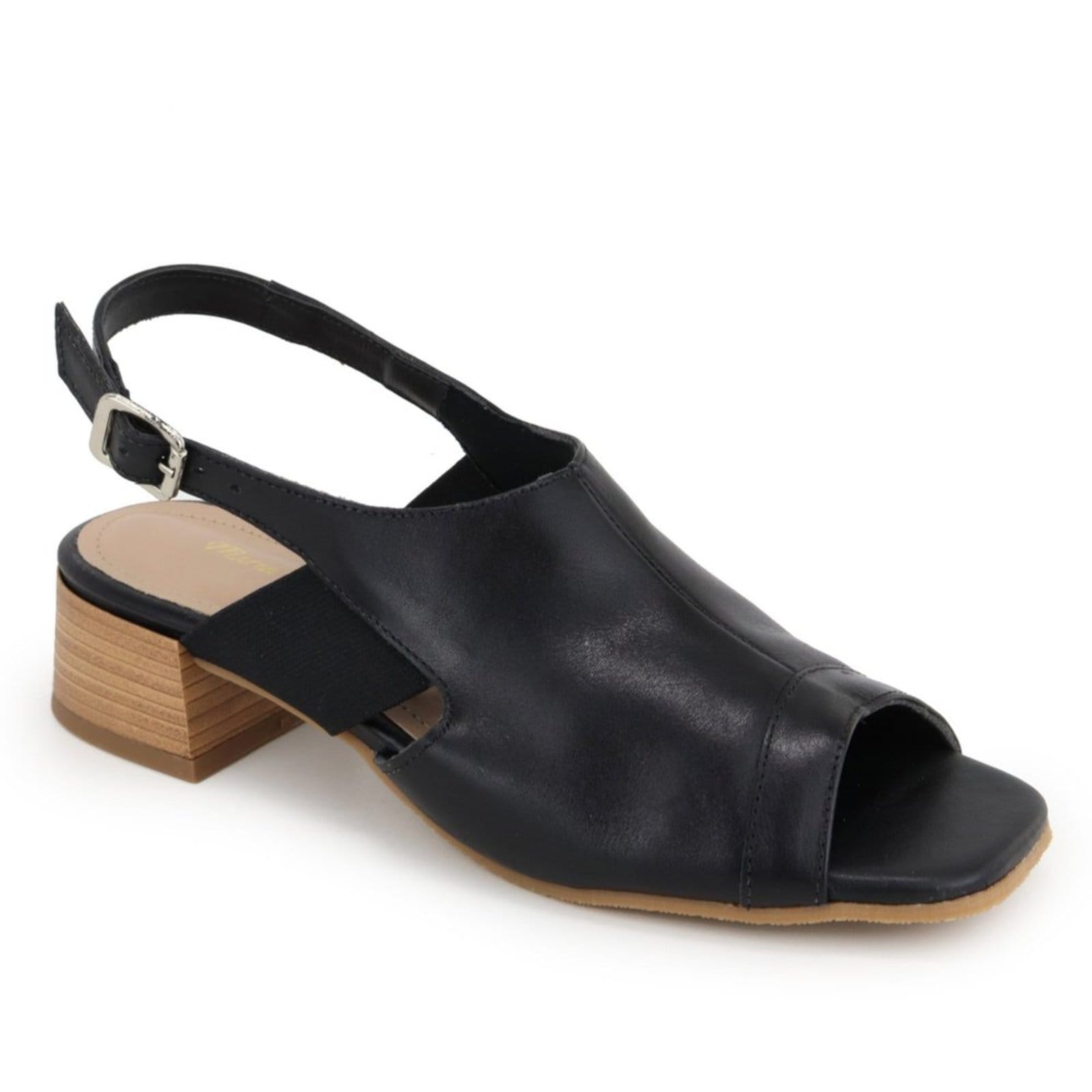 Vista 2 Sandália Feminina Clássica Salto Baixo Bloco Em Couro Maria Paula MARIA PAULA preto