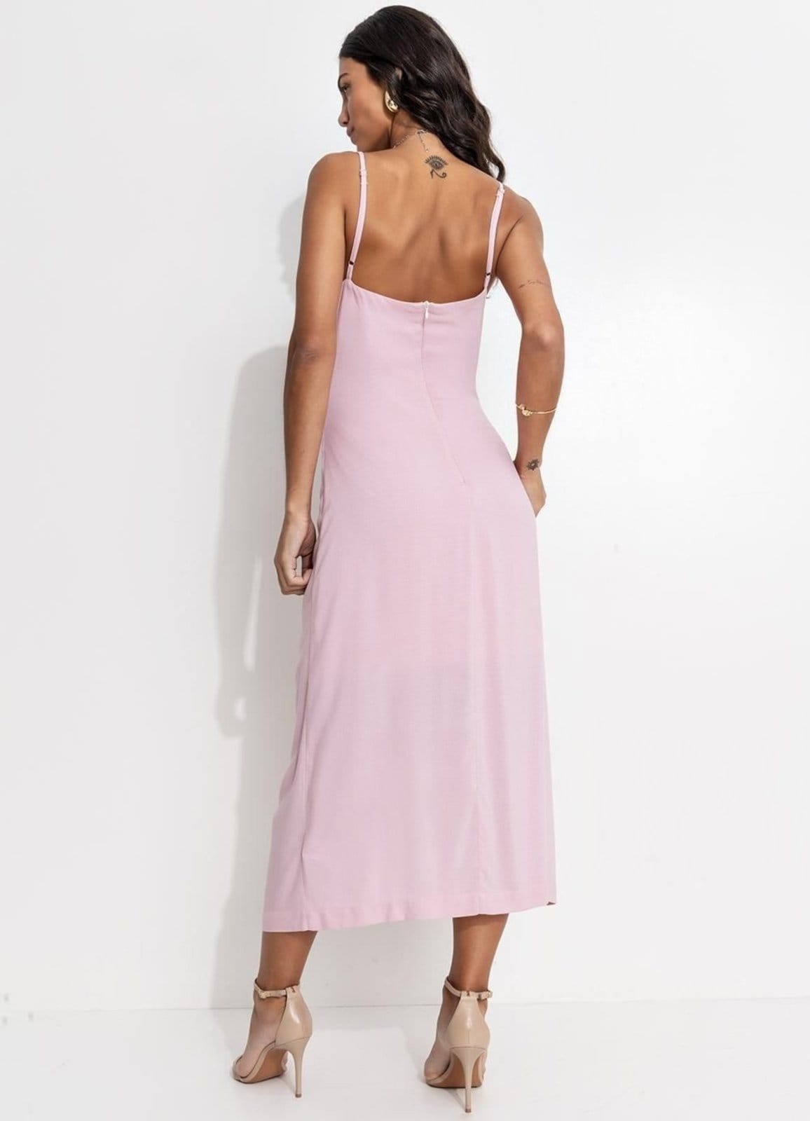 Vista 2 Vestido Feminino Em Viscose Plana Quintess Quintess rosa